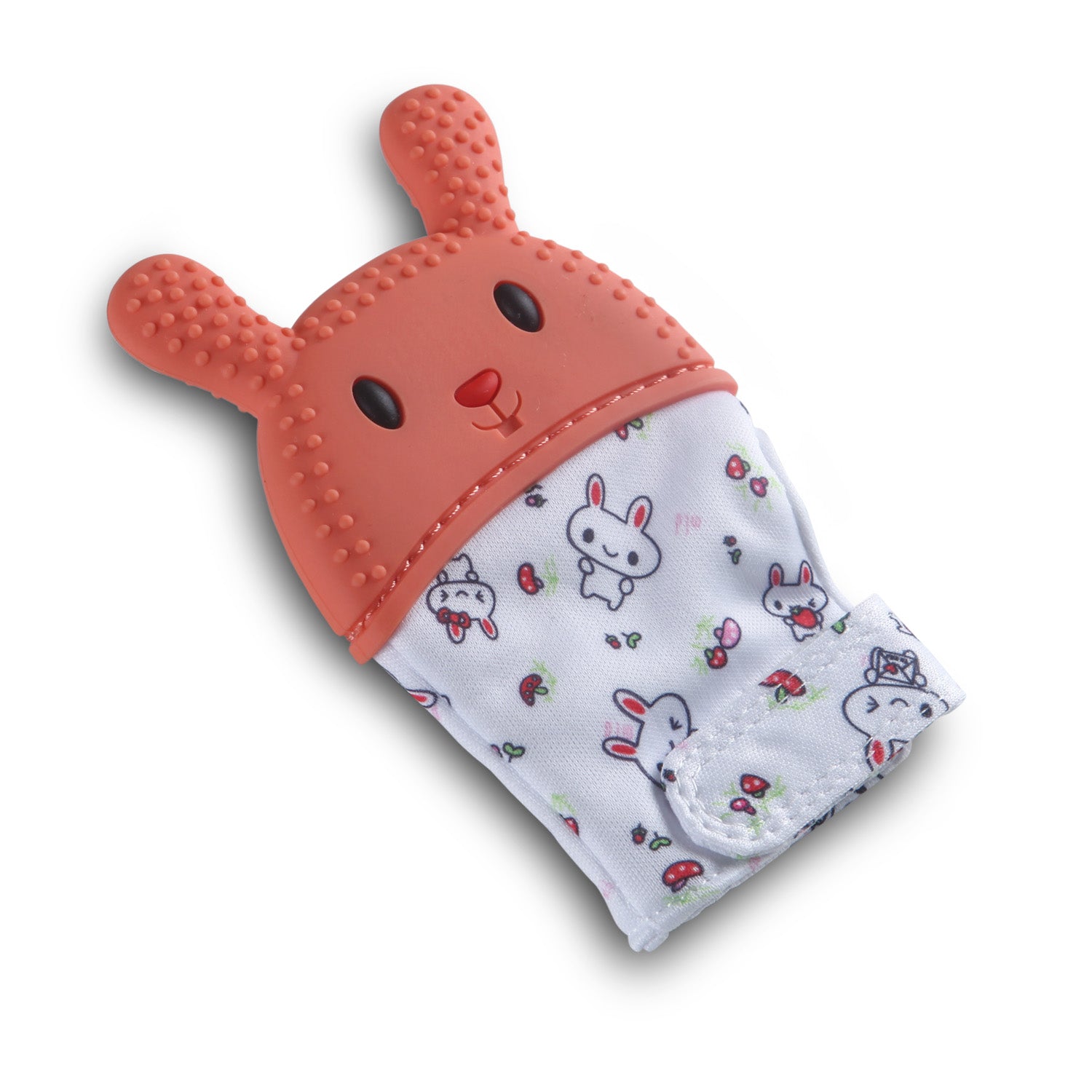 Teething Mitten Silicone Self Soothing Glove 1 Pc Rabbit - Orange