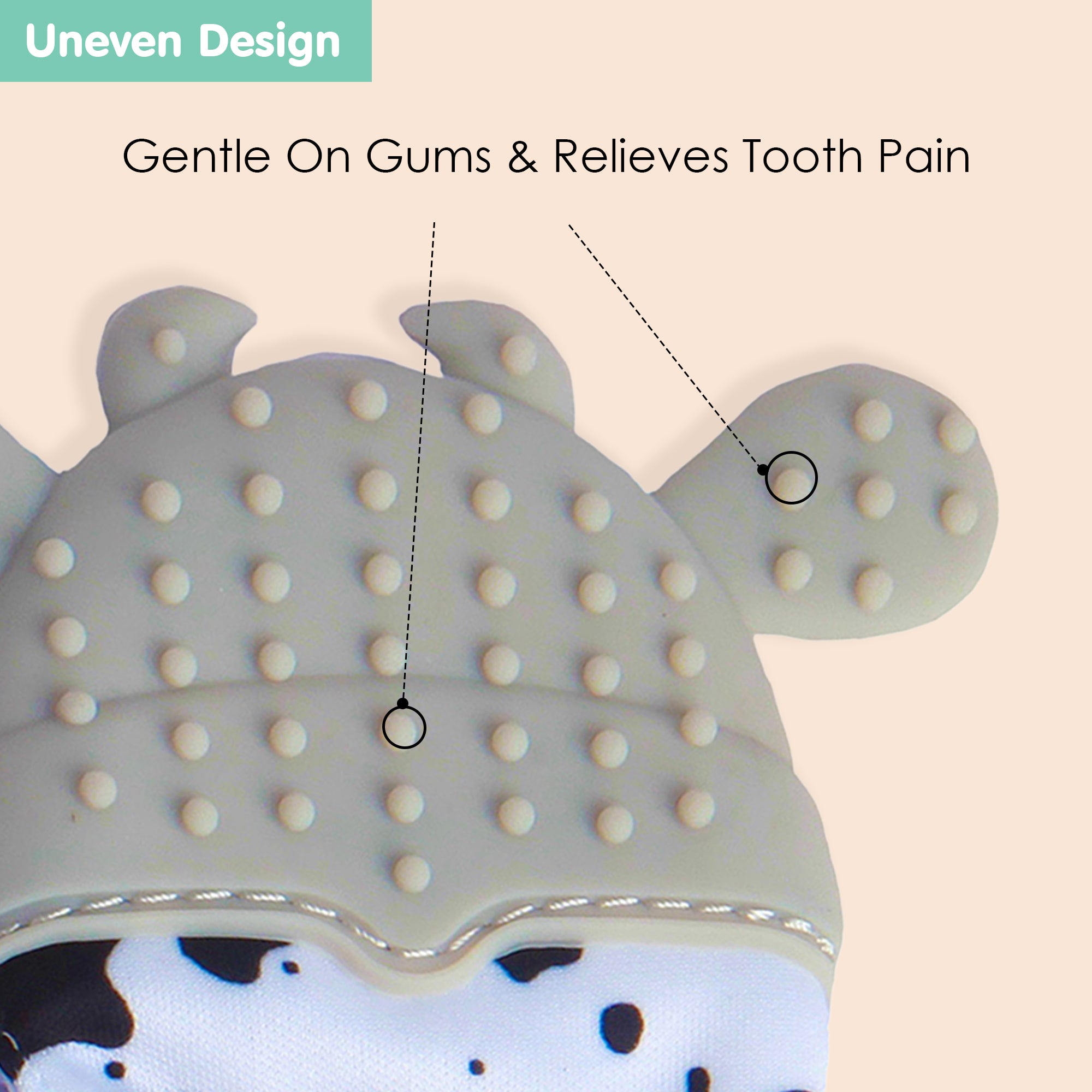 Winking Cow Grey Teething Mitten - 1 pc