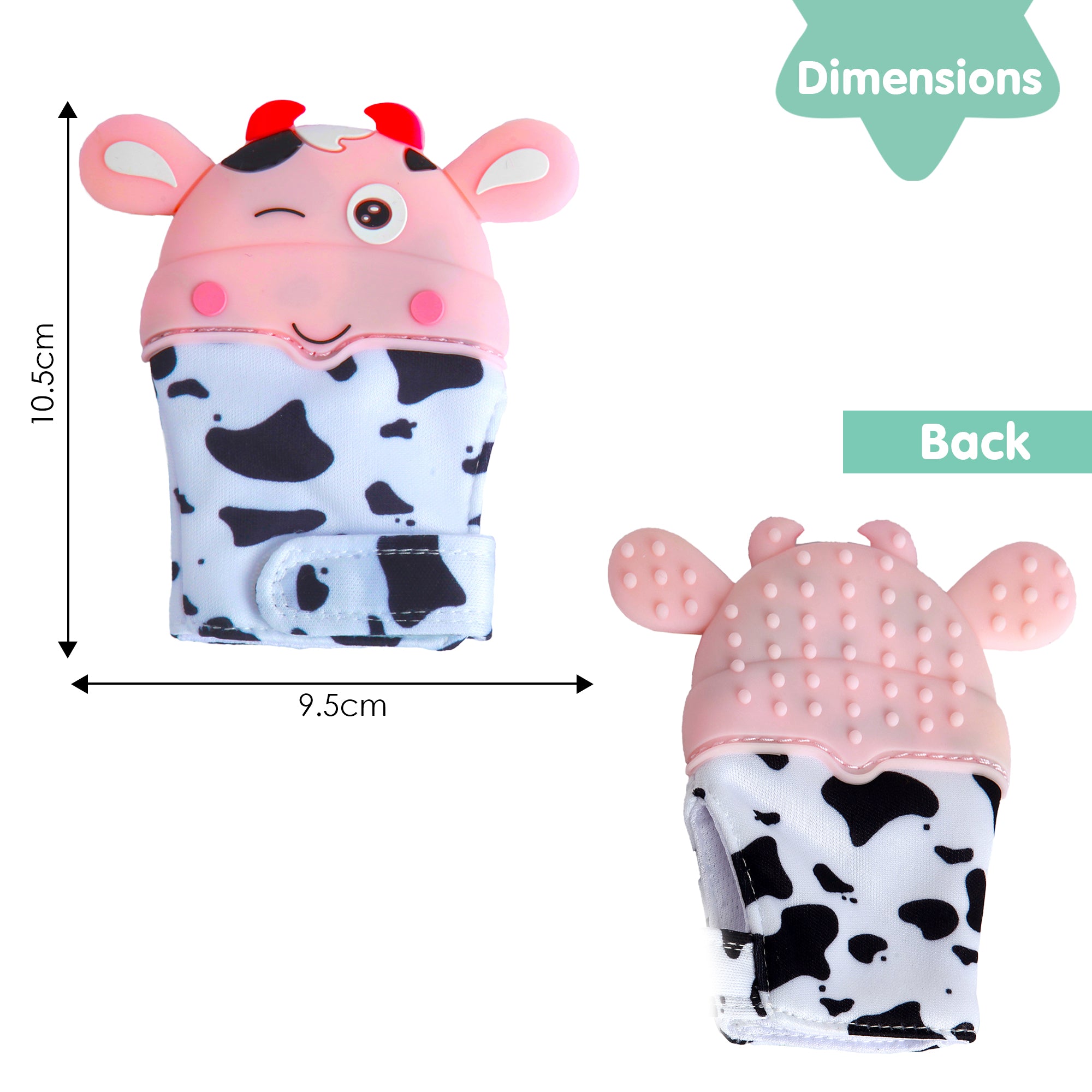 Winking Cow Pink Teething Mitten - 1 pc