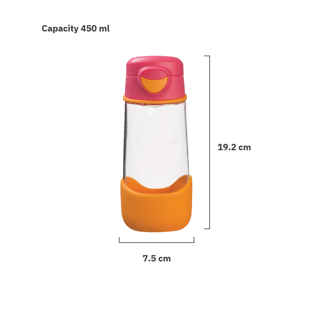 B.Box Tritan Sport Spout Drink Bottle 450ml / 600 ml- Strawberry Shake Pink Orange