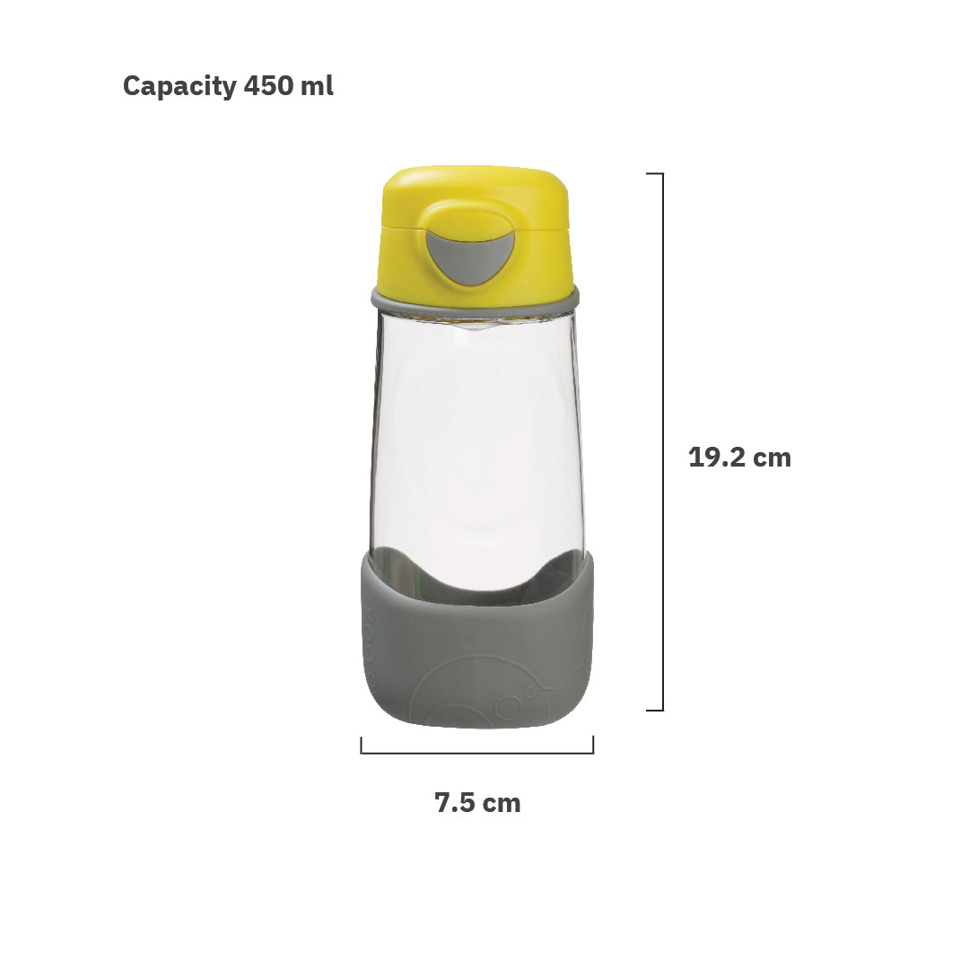 B.Box Tritan Sport Spout Drink Bottle 450ml /600 ml- Lemon Sherbet Yellow Grey