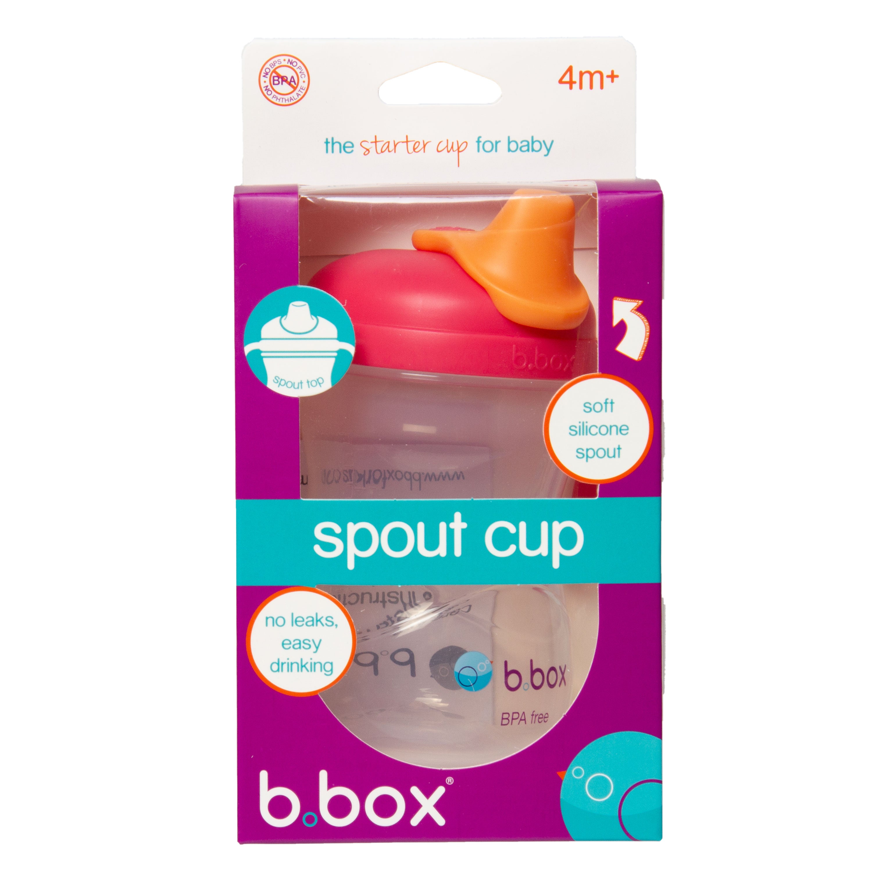 B.Box Soft Spout Cup 240ml- Raspberry Pink Orange