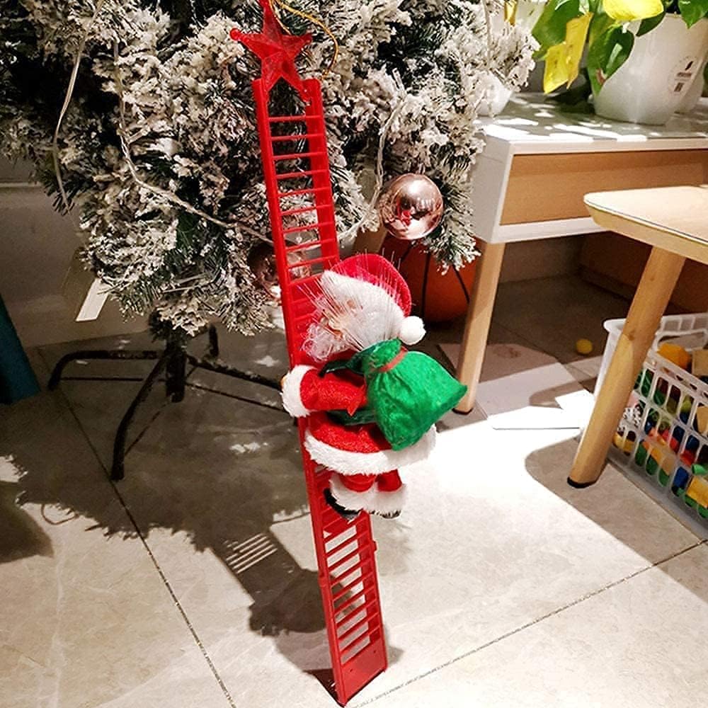 Musical Tree Climbing Santa Red Rise