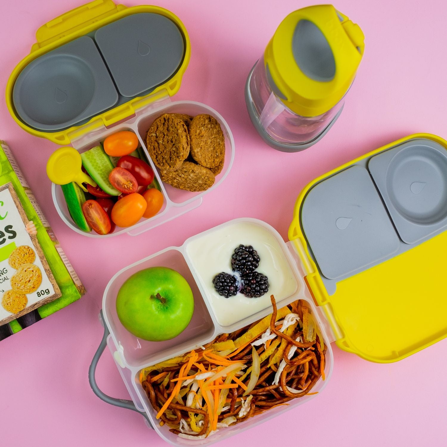 B.box Mini Lunchbox-Lemon Sherbet Yellow Grey