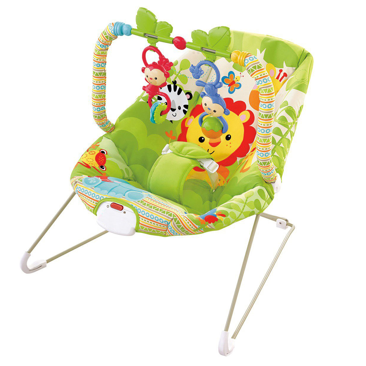 Baby Moo Jungle Friends Soothing Vibrations Bouncer Rocker With Musical Hanging Toys - Green