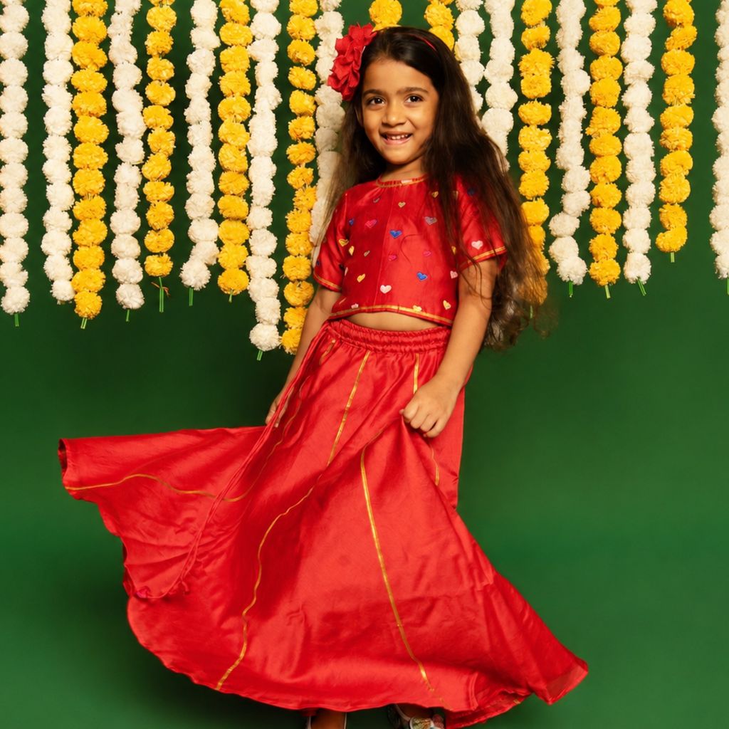 Chanderi Lehenga Set | Embroidered (Gota Work)