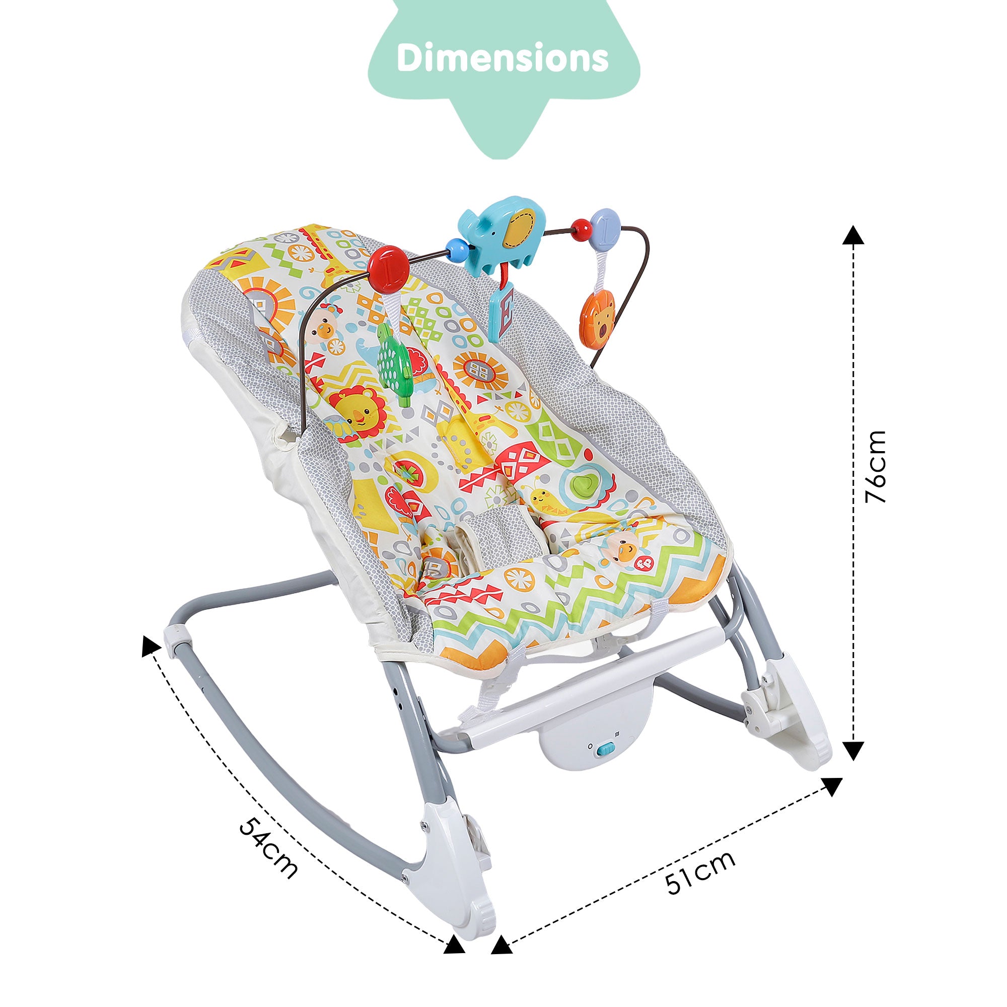 Baby Moo Jungle Friends Soothing Vibrations Bouncer Rocker  - White