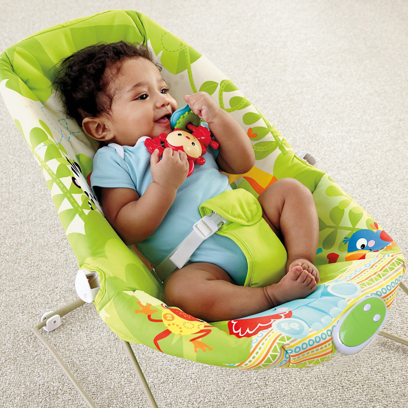 Baby Moo Jungle Friends Soothing Vibrations Bouncer Rocker  - Green