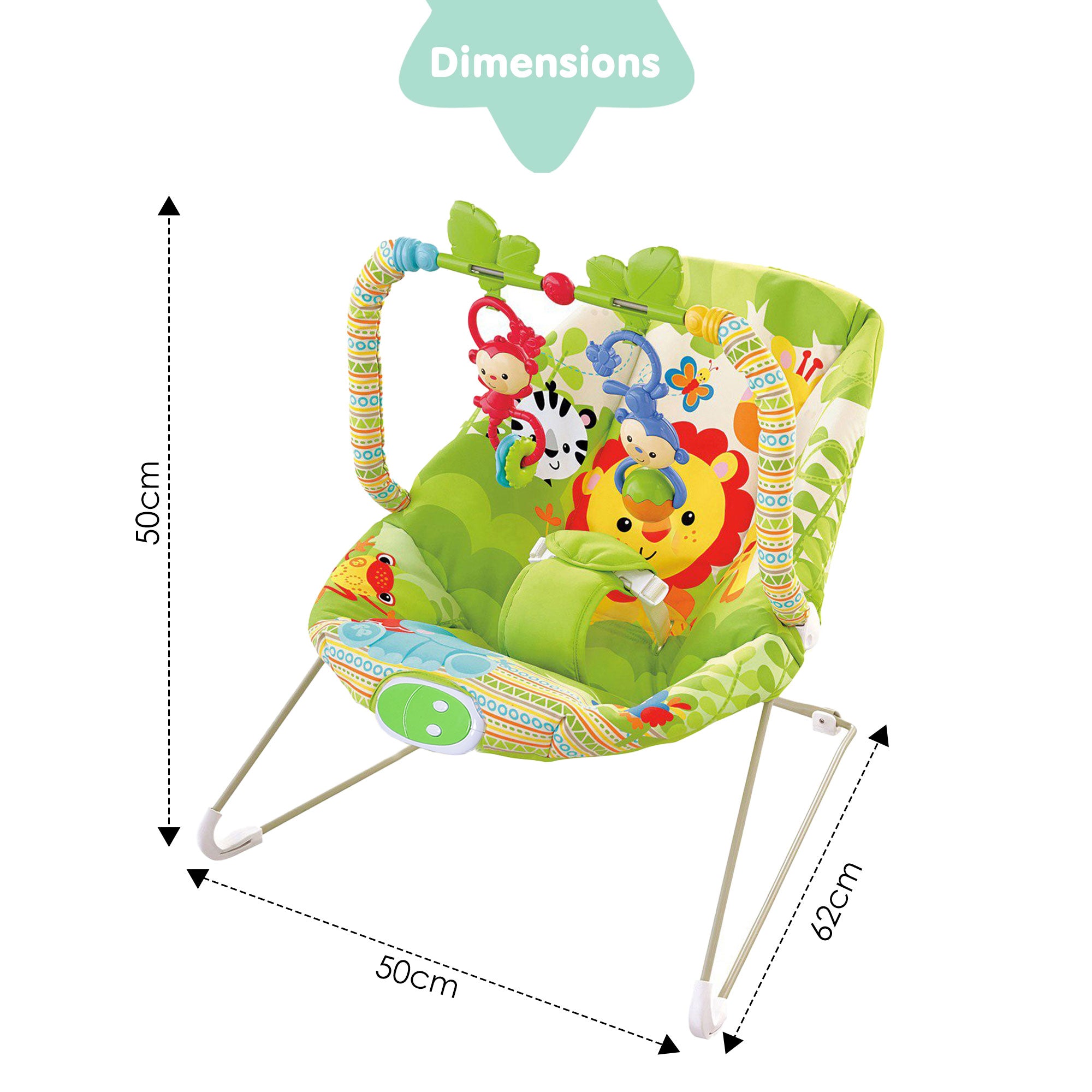 Baby Moo Jungle Friends Soothing Vibrations Bouncer Rocker  - Green