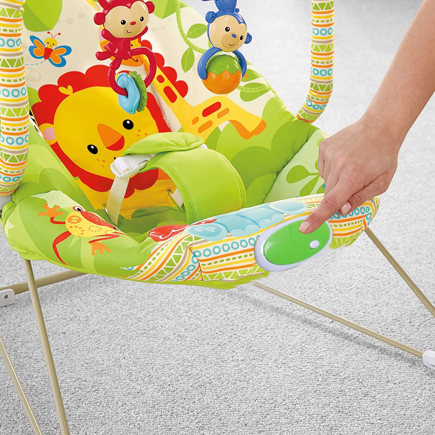 Baby Moo Jungle Friends Soothing Vibrations Bouncer Rocker  - Green