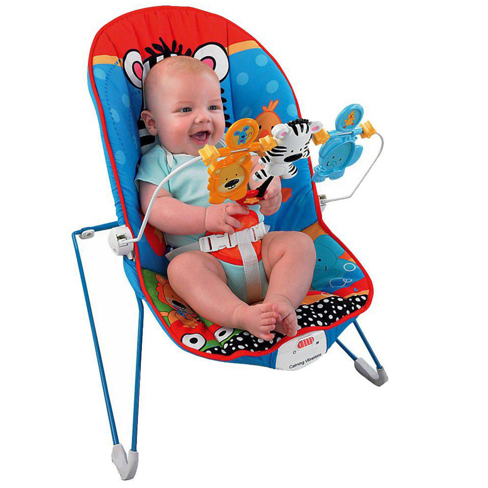 Baby Moo Jungle Friends Soothing Vibrations Bouncer Rocker With Musical Hanging Toys - Blue