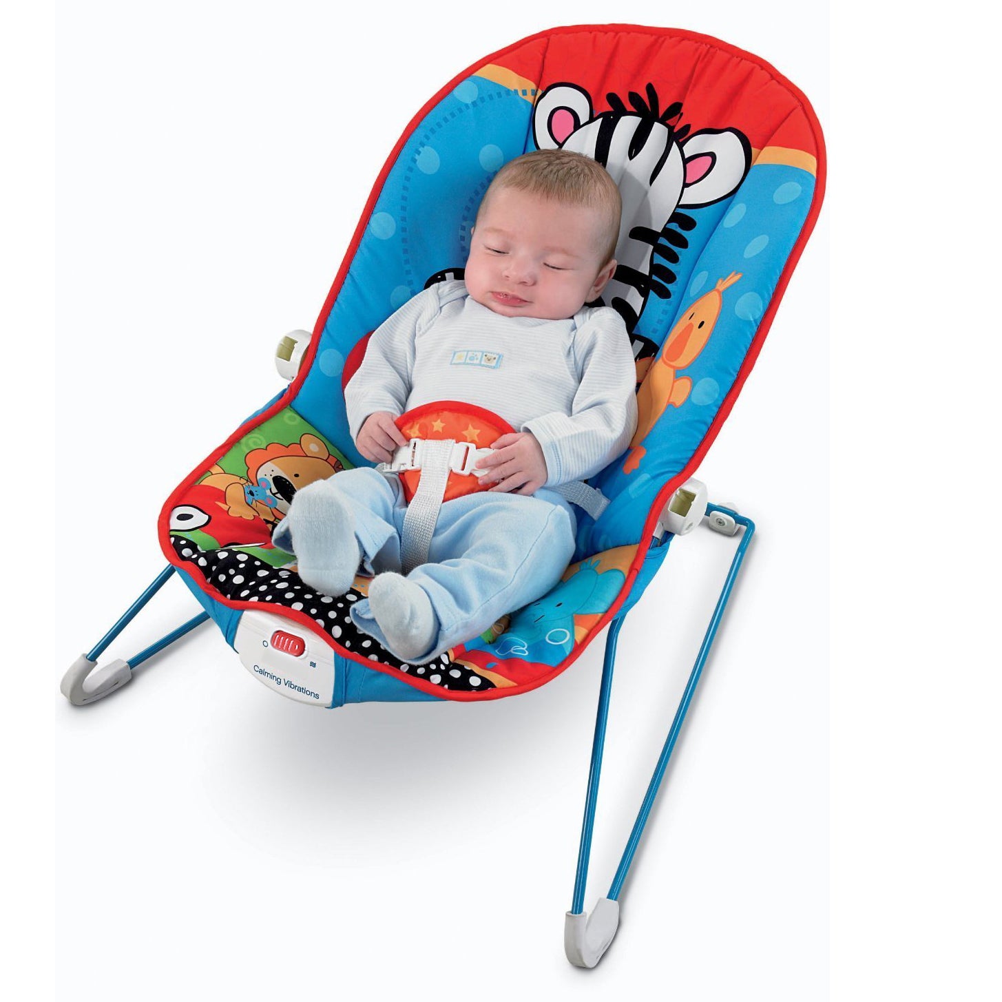 Baby Moo Jungle Friends Soothing Vibrations Bouncer Rocker With Musical Hanging Toys - Blue