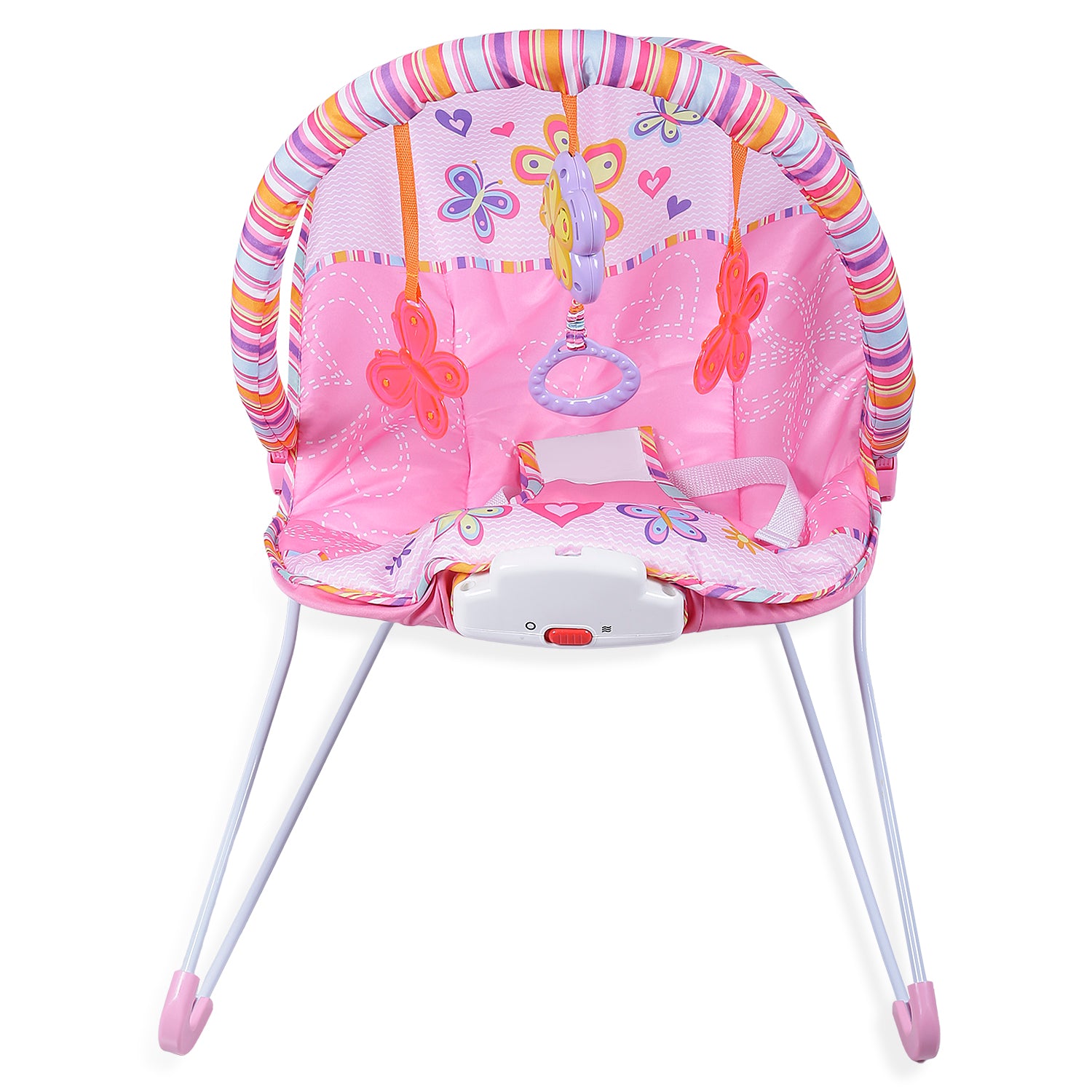 Baby Moo Jungle Friends Soothing Vibrations Bouncer Rocker With Musical Hanging Toys - Pink