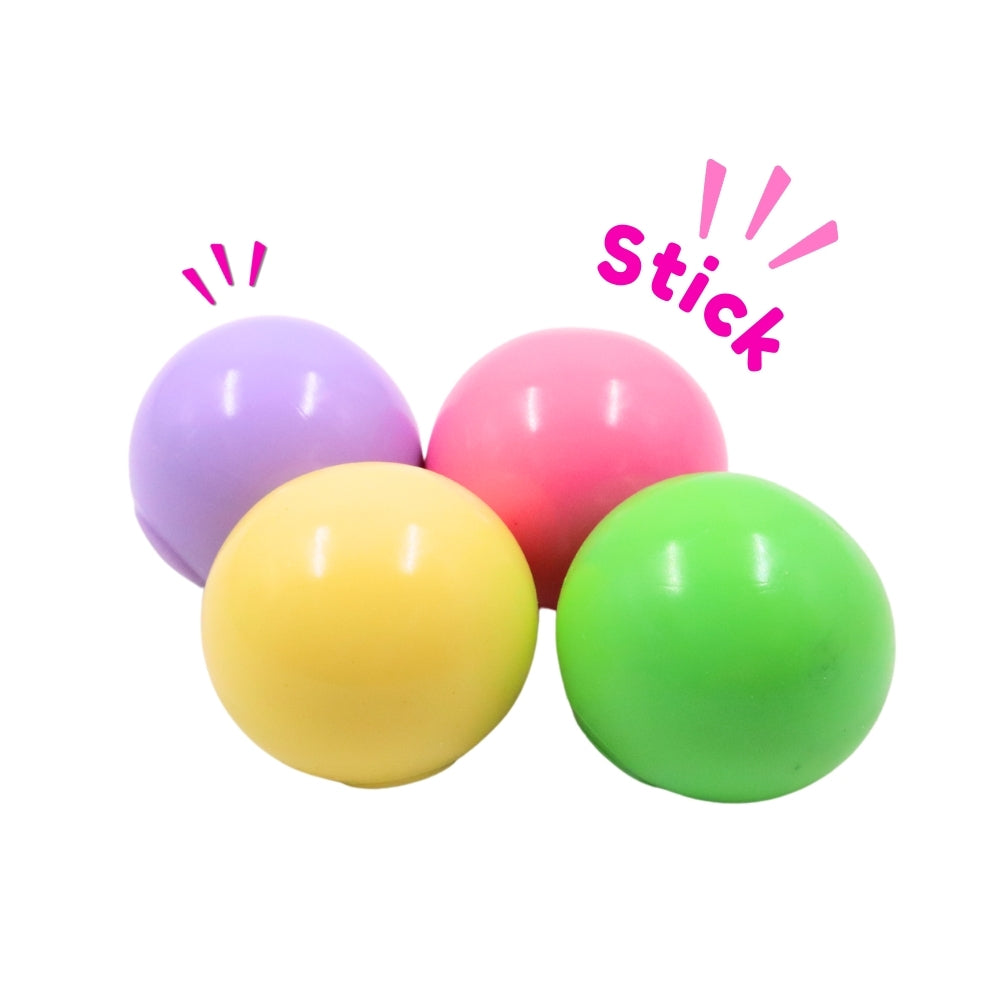 Scoobies Sticky Squishy Balls - Pack of 4 | Sticky Fun | Squishy & Bouncy | Stress Relief | Mess-Free | Portable | Pastel Colors