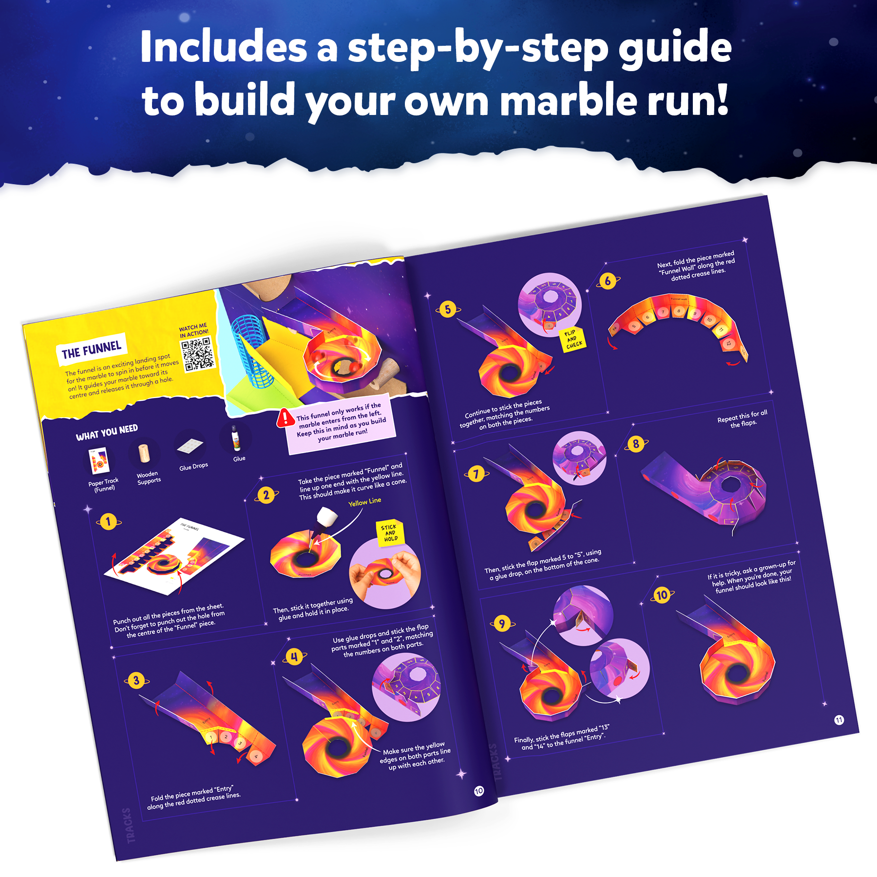 Skillmatics Craft Kit - Marble Run Space, DIY Activity, STEM Toy, Learning Resource, Educational Toys for Boys & Girls, Gifts for Ages 8, 9, 10, 11, 12, 13, 50+ Pieces