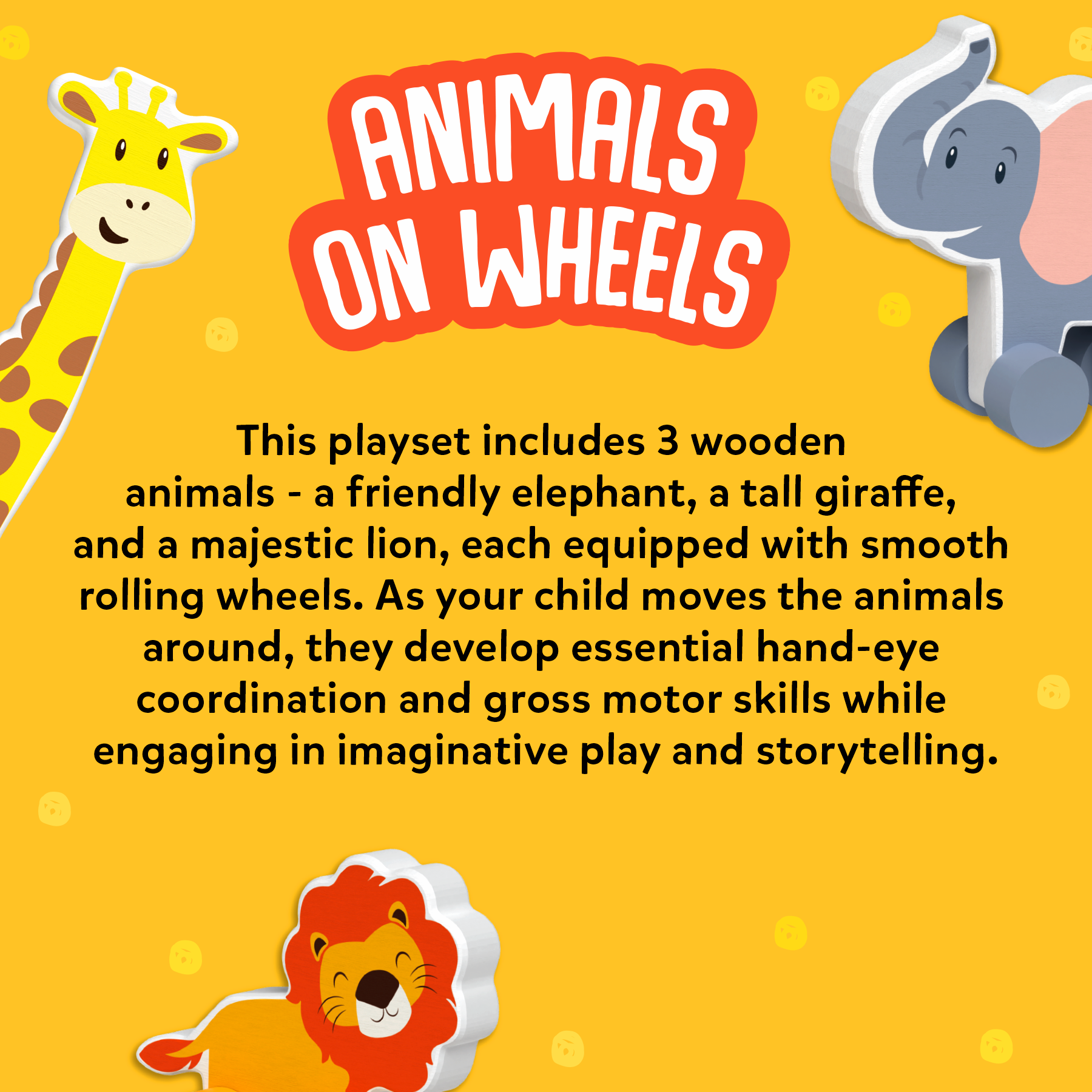 Skillmatics Wooden Animal Toys on Wheels, Imaginative Play for Toddlers, Educational Gifts for Infants 9 Months to 3 Years