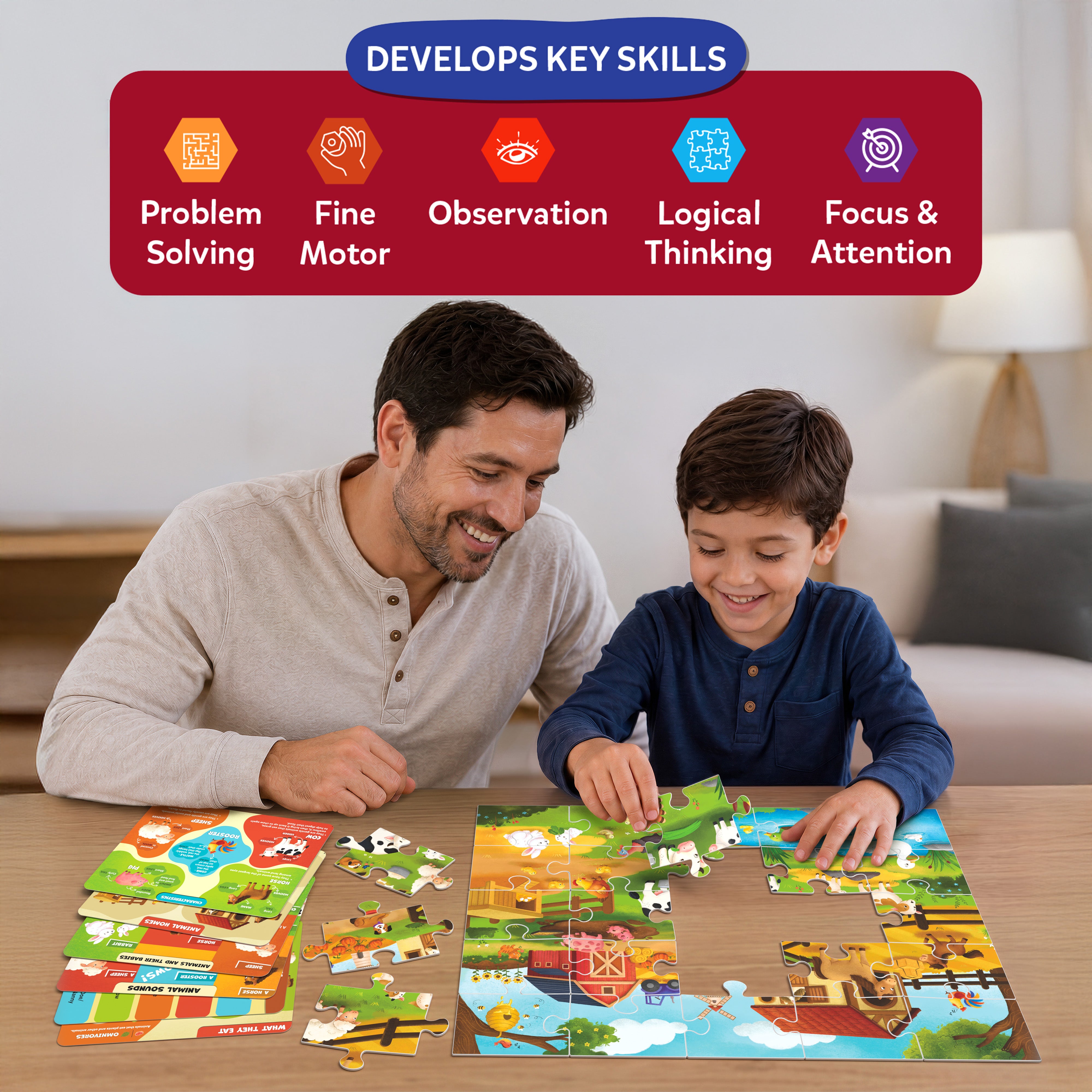 Puzzle & Learn – 25-Piece Jigsaw Puzzle with Learning Boards