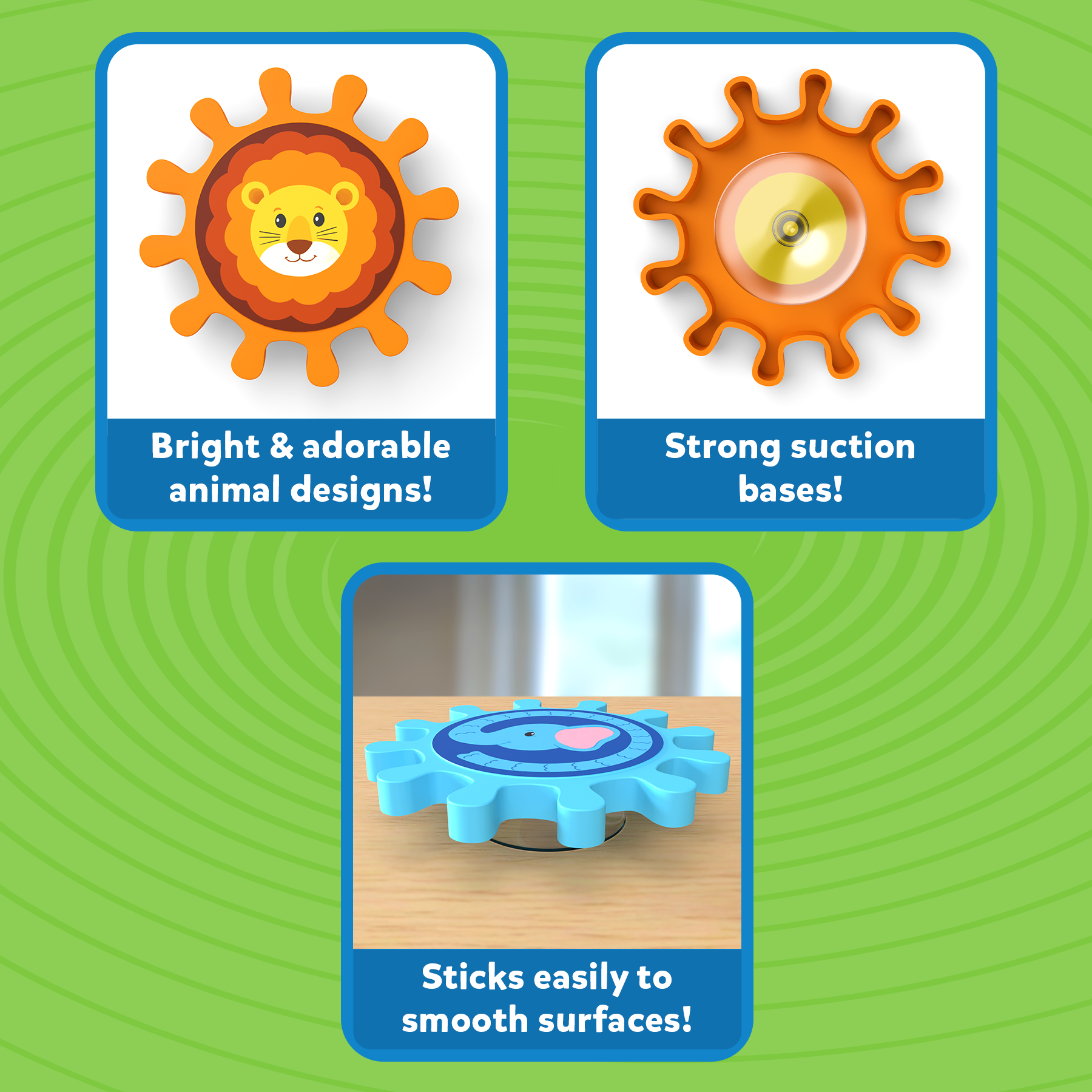 Skillmatics Spinny Gears for Babies - Fun Interlocking Spinning Gears, STEM & Sensory Toy, Suction Spinners for Windows, Table, Bath, Travel Toy, Gifts for Infants & Toddlers 6-36 Months, Set of 5