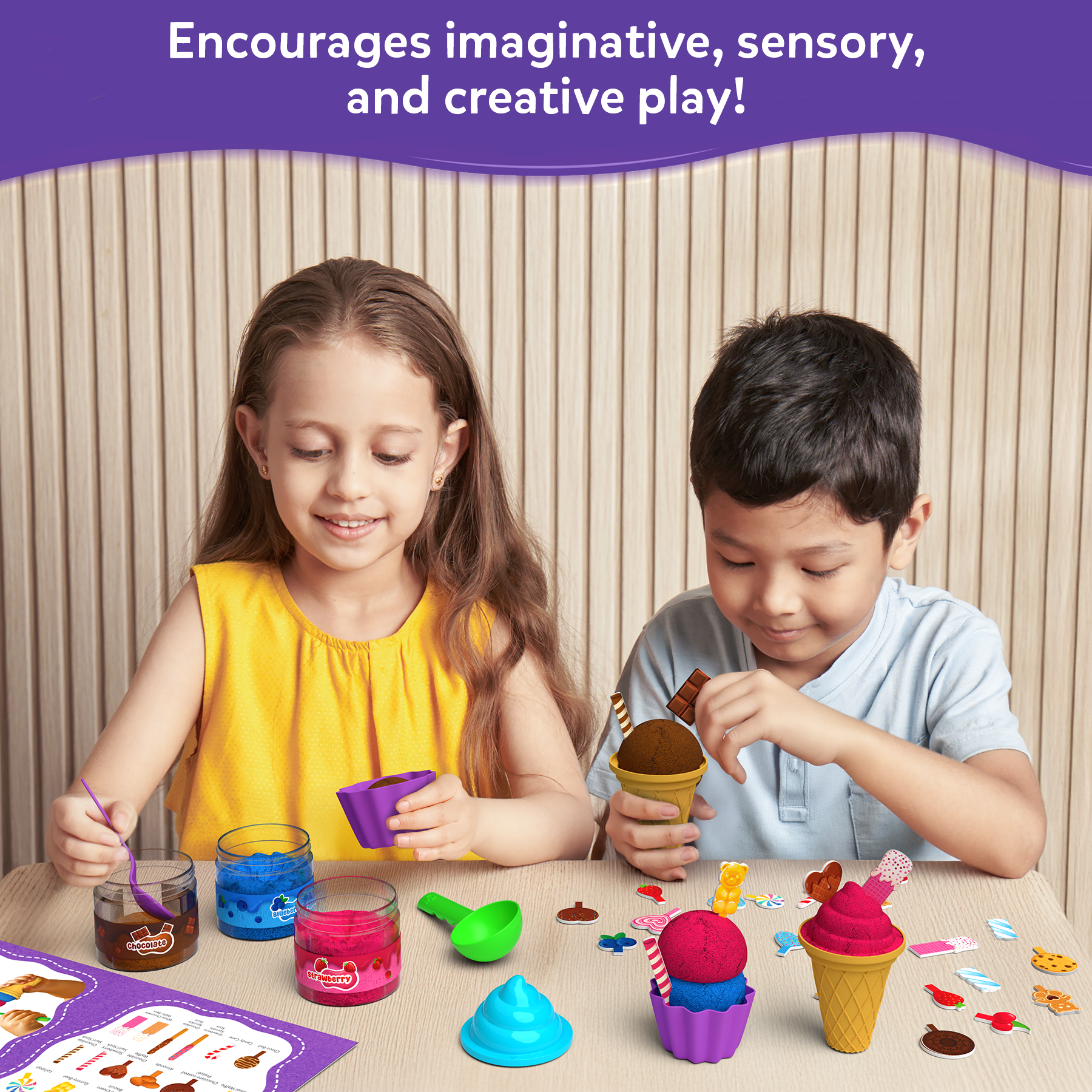 Skillmatics Sand Ice Cream Parlour Set - Sensory Toy & Pretend Dessert Shop Play Kit for Kids, Creative Sand Art Activity with Cones, Cups & Toppings, Gifts for Boys & Girls Ages 3, 4, 5, 6, 7