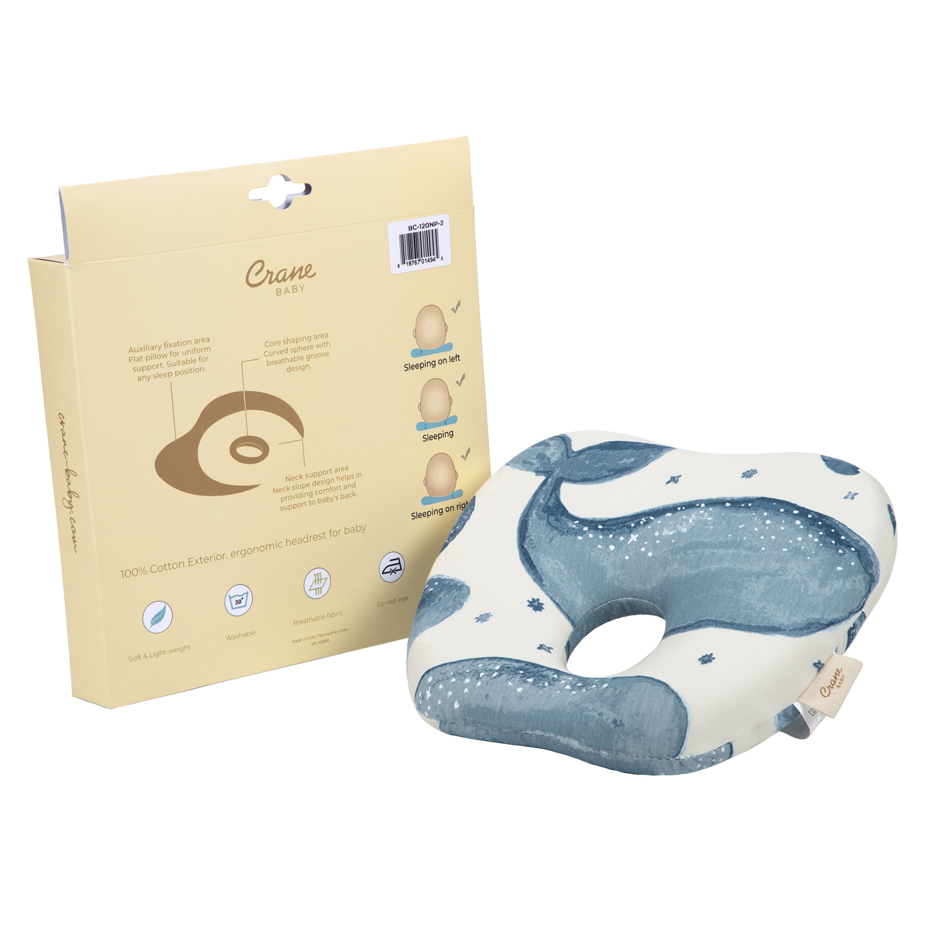 Crane Baby Memory Foam Pillow Caspian Collection - Blue