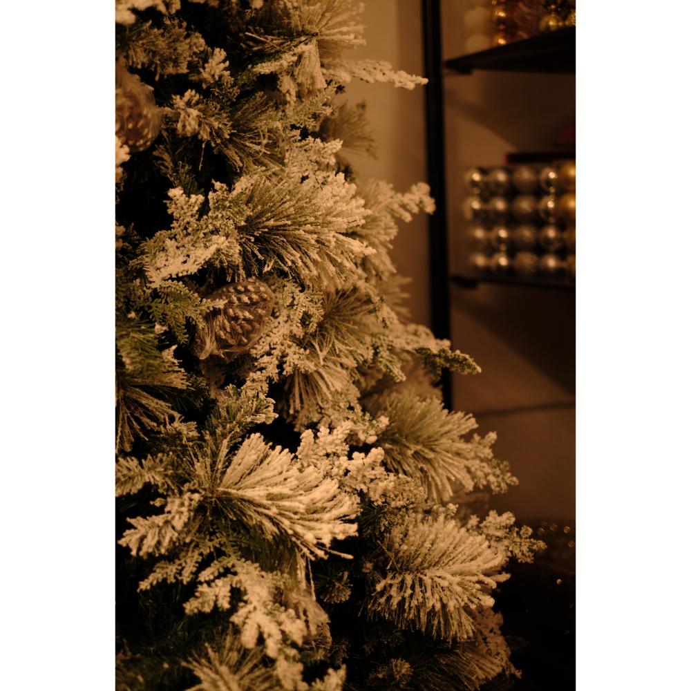 SWEN 8 Feet TRUE STAR Christmas Tree With Broad Pine Leaves, Frosting And Pine Cones