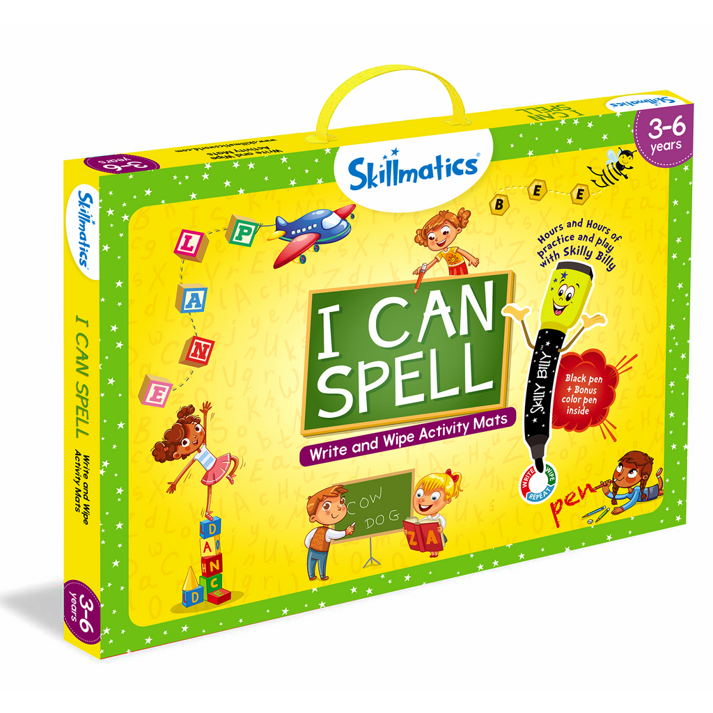Skillmatics Educational Game : I Can Spell  | Write & Wipe Activity Mats