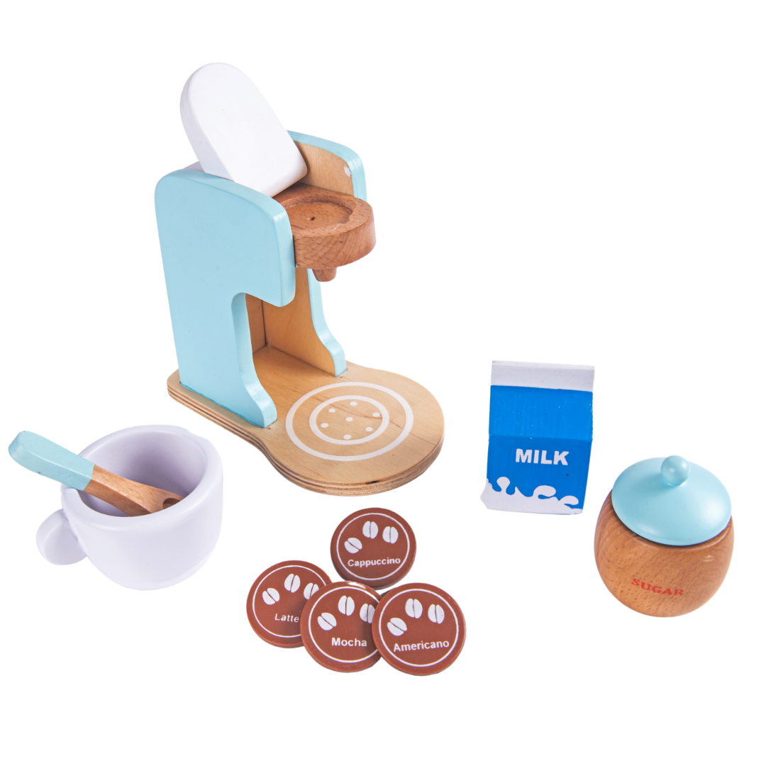 Wooden Coffee Maker Toy - Light Blue