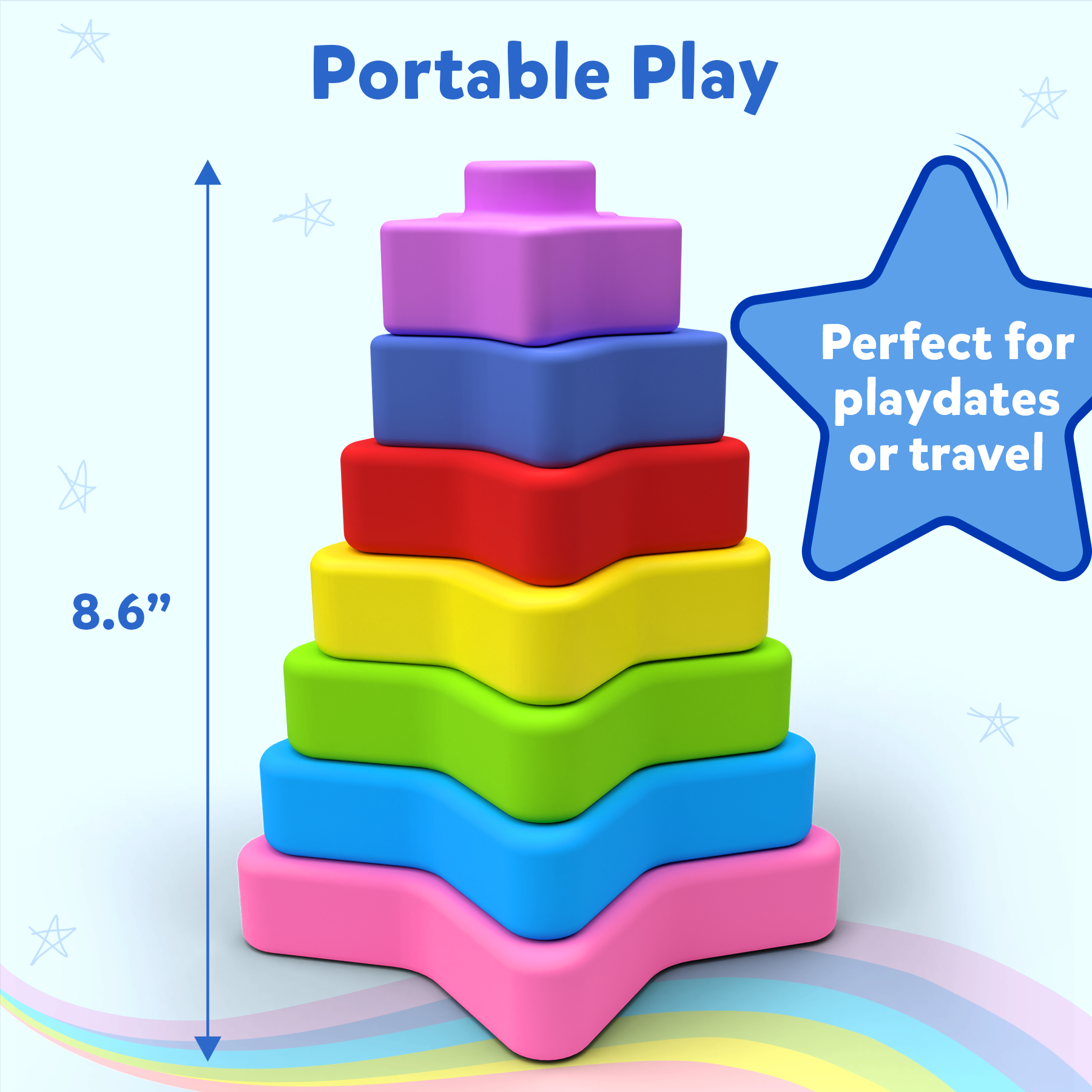 Skillmatics Silicone Stacking Toys - Starry Stacker, Montessori Toys & Games, Activity & Learning Toy for Infants, Toddlers, Kids, Gifts for Ages 6 Months to 3 Years