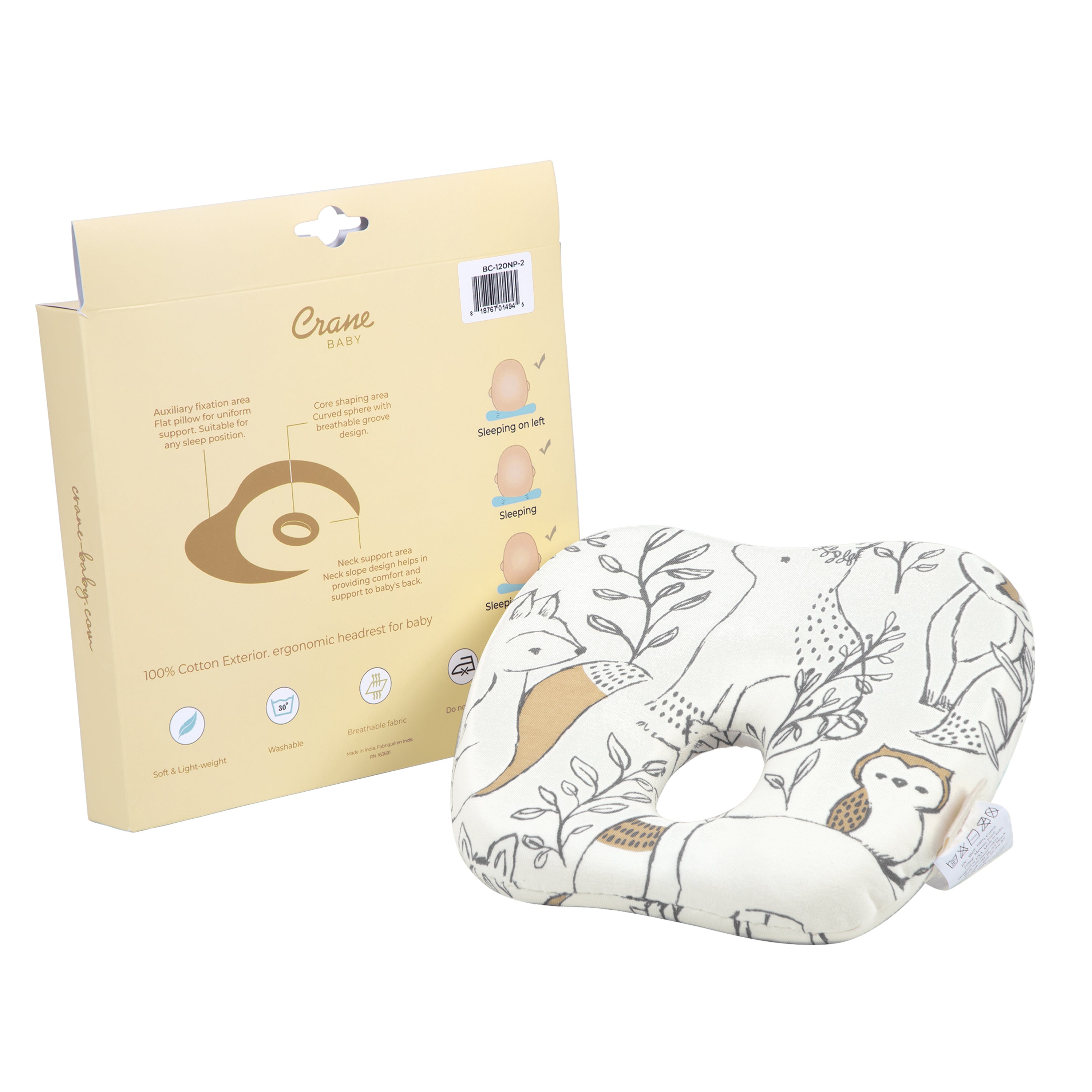 Crane Baby Memory Foam Pillow Ezra Collection - Multicolor