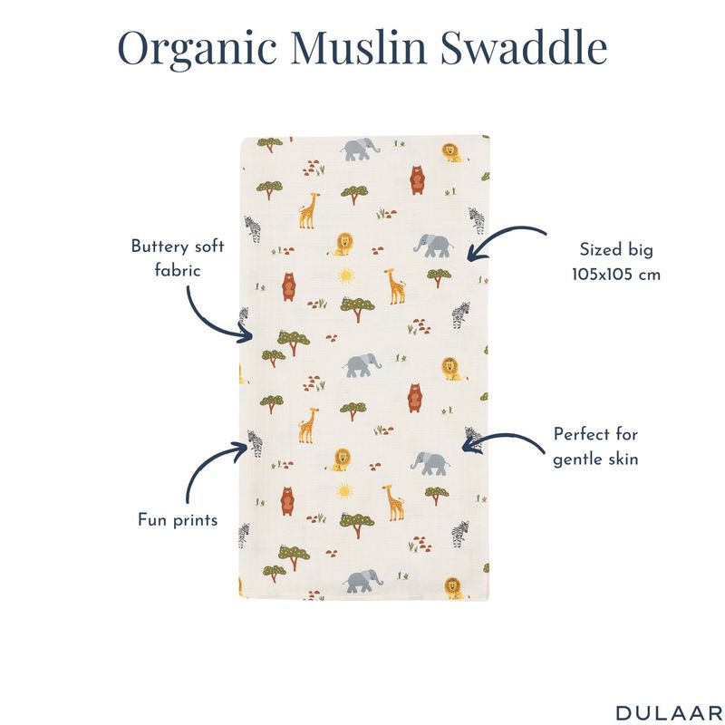 Organic Muslin Essentials (Set of 3) - 1 Swaddle + 1 Romper + 1 Face Napkin