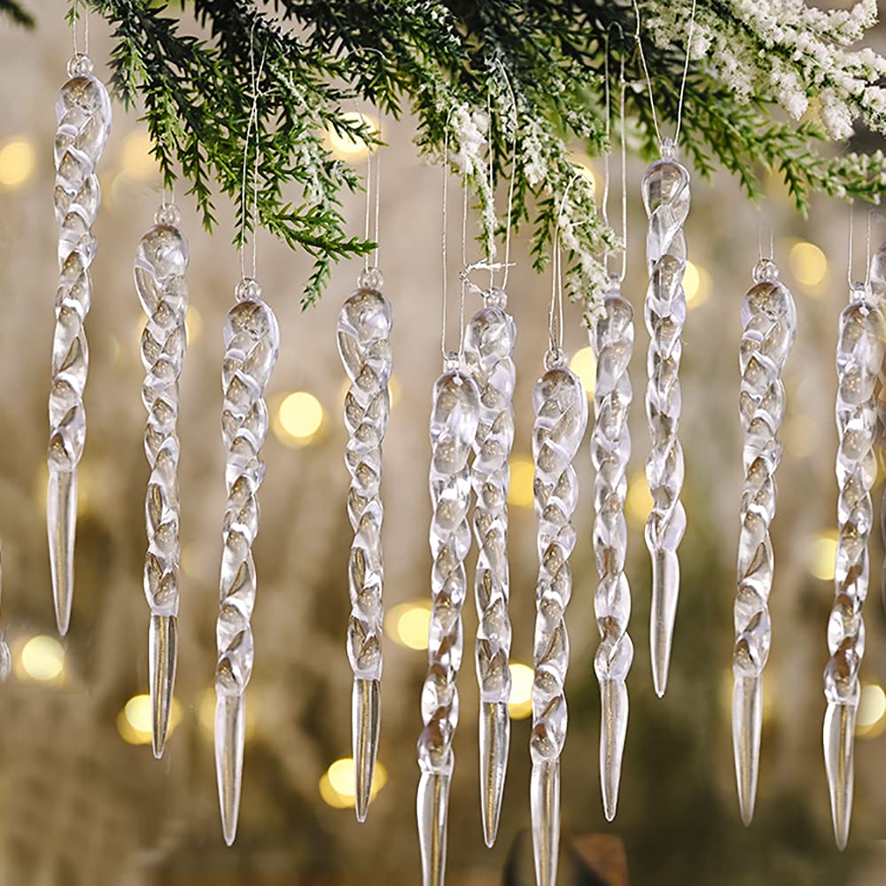 Crystal Icicle Ornaments - Set of 12