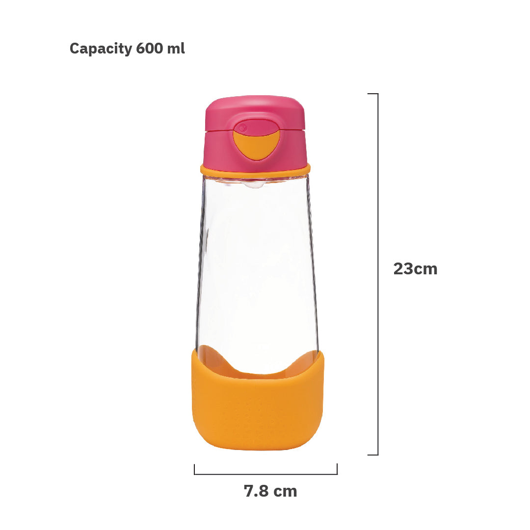 B.Box Tritan Sport Spout Drink Bottle 450ml / 600 ml- Strawberry Shake Pink Orange