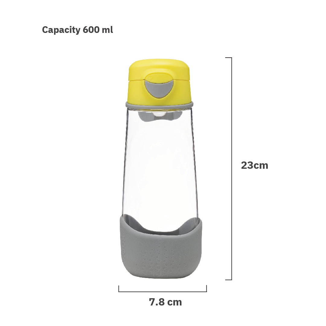 B.Box Tritan Sport Spout Drink Bottle 450ml /600 ml- Lemon Sherbet Yellow Grey