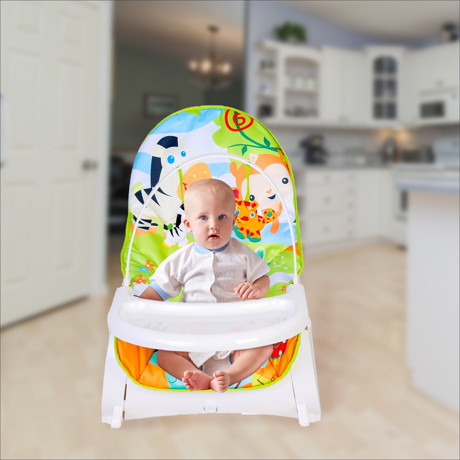 Baby Moo 2 In 1 Rocker Cum Feeding Chair 20 Kg Pink /Green