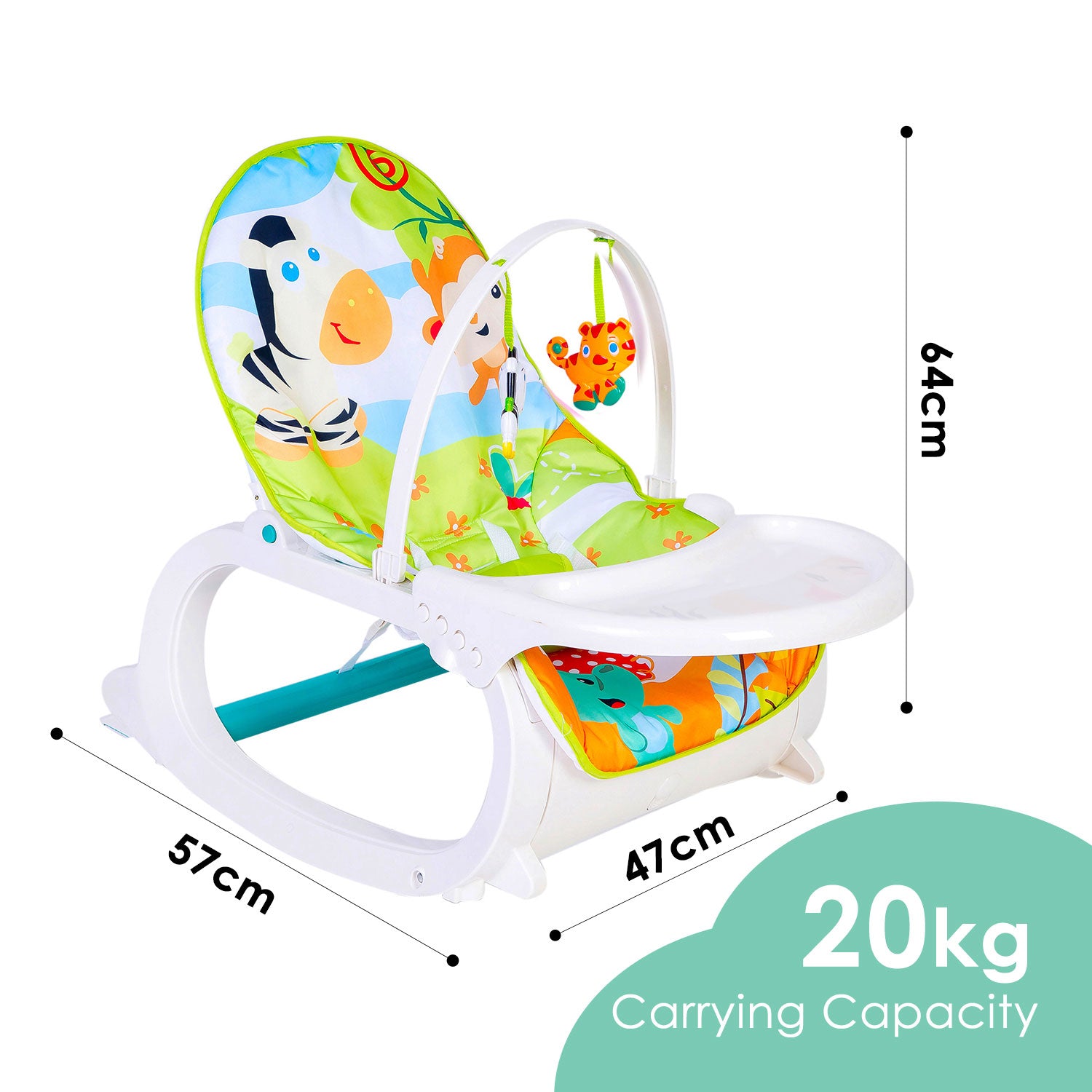 Baby Moo 2 In 1 Rocker Cum Feeding Chair 20 Kg Pink /Green