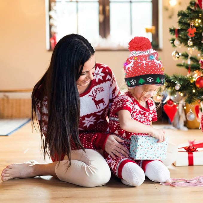 Nordic Reindeer Knit LED Beanie