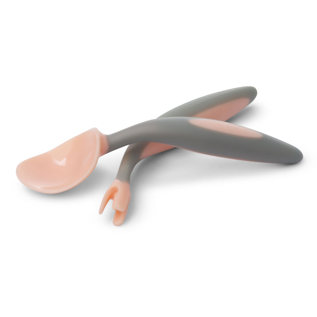 B.Box Toddler Fork & Spoon Cutlery Set - Tutti Fruity Light Pink