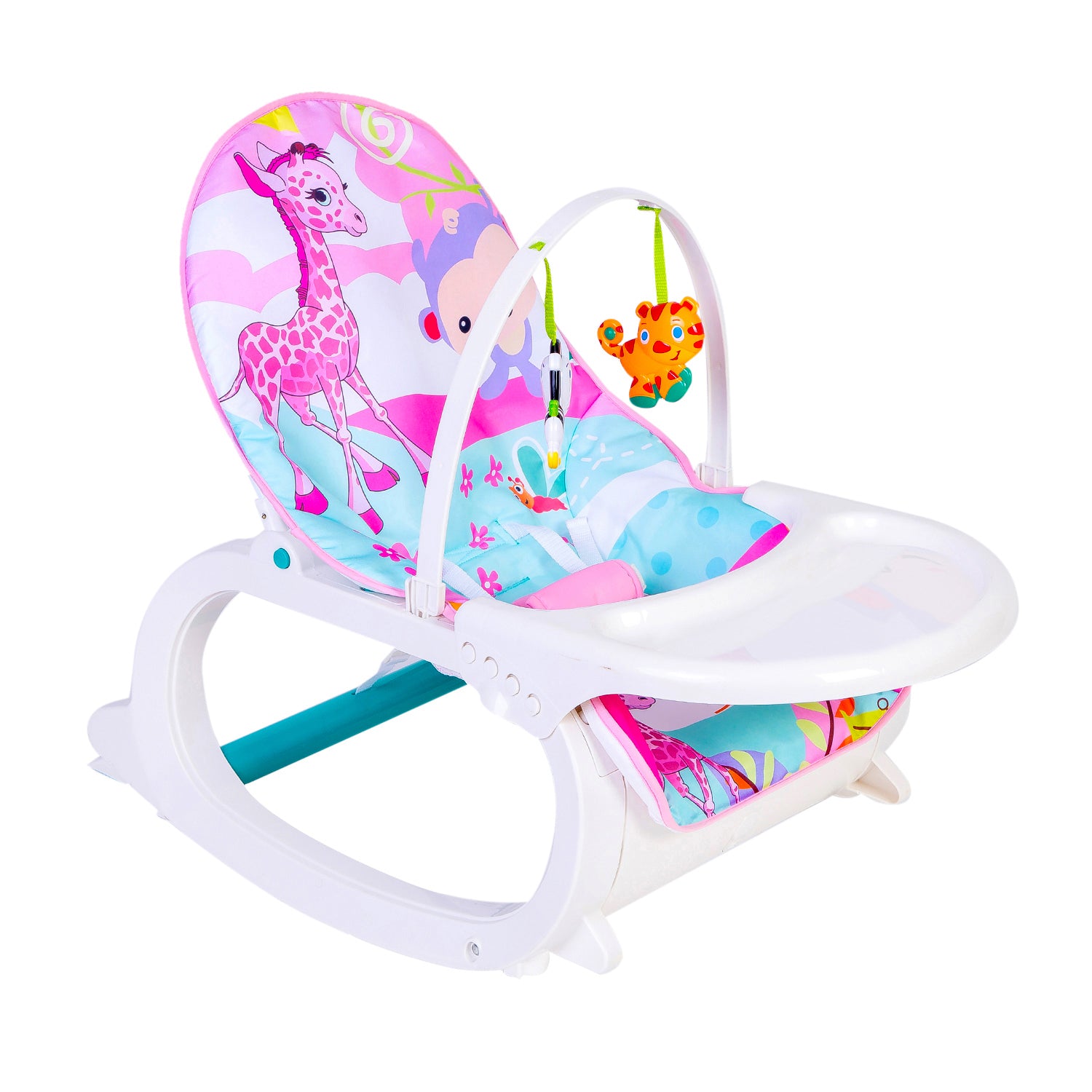 Baby Moo 2 In 1 Rocker Cum Feeding Chair 20 Kg Pink /Green