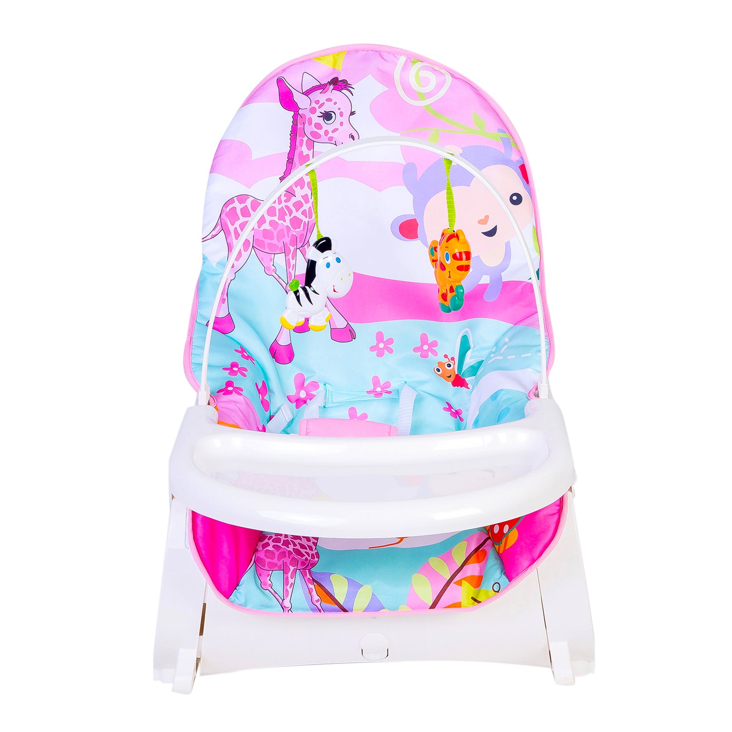 Baby Moo 2 In 1 Rocker Cum Feeding Chair 20 Kg Pink /Green