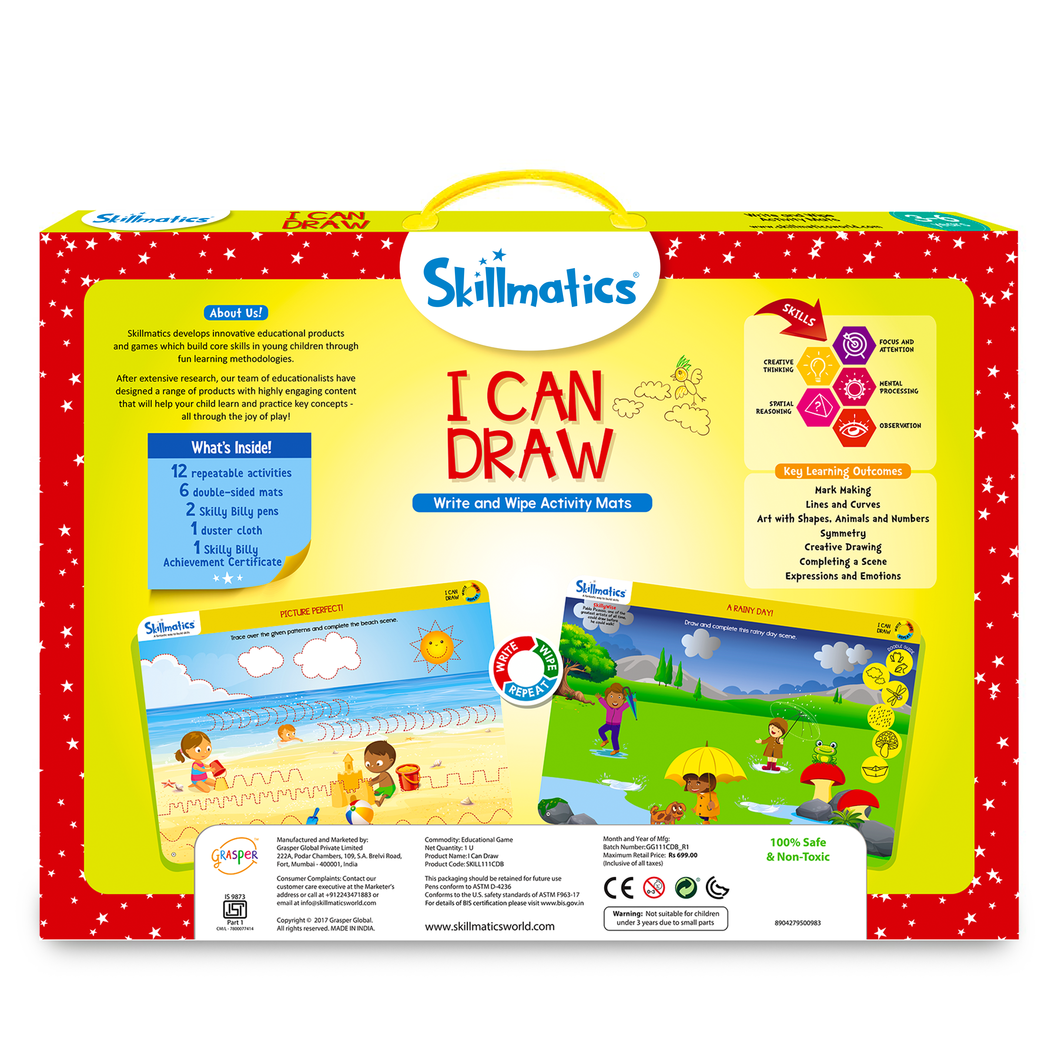 Skillmatics Educational Game : I Can Draw - Write & Wipe Activity Mats