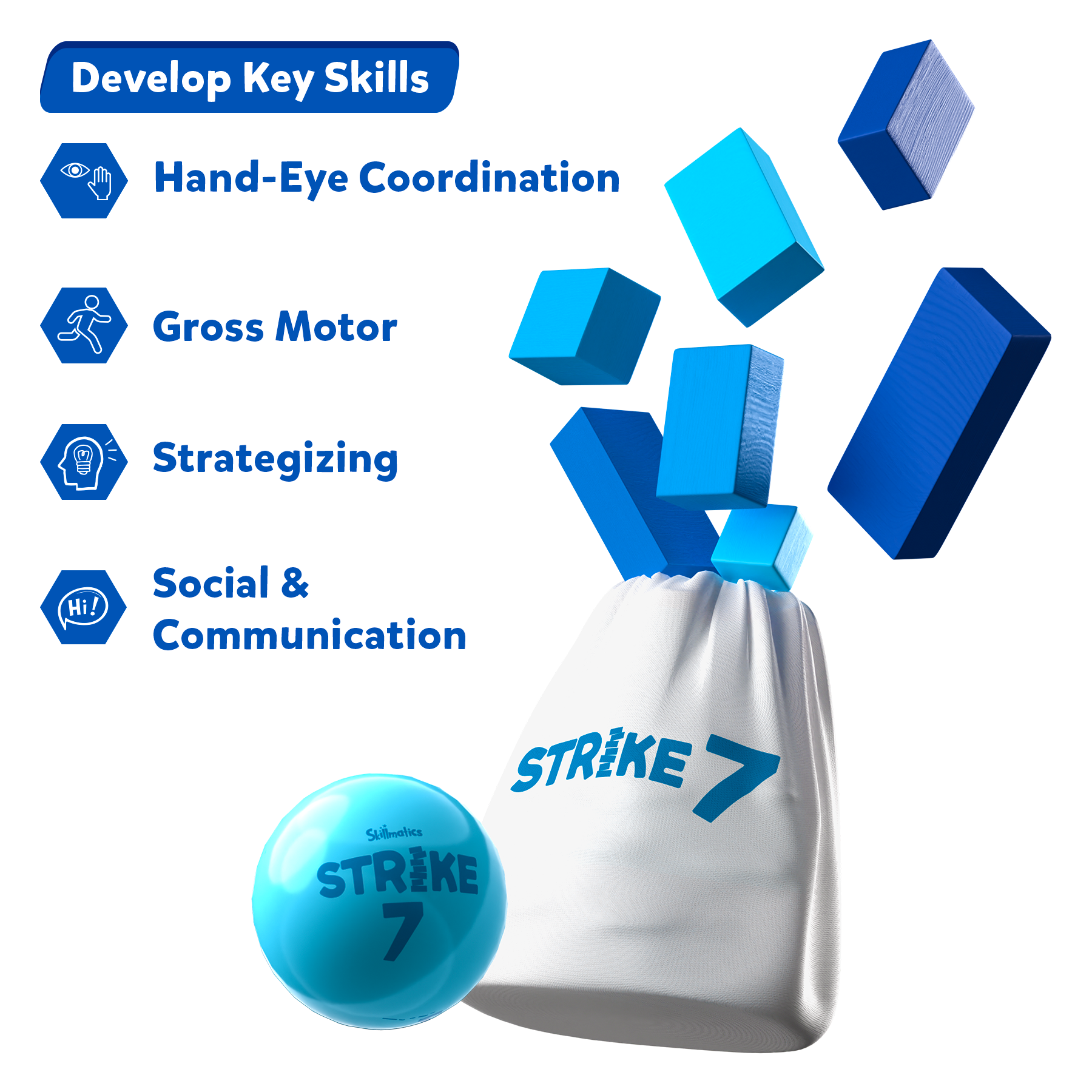 Skillmatics Outdoor Game - Strike 7, Strategic Game of Knocking Down & Building Up, Family Friendly Game for Ages 6 and Up