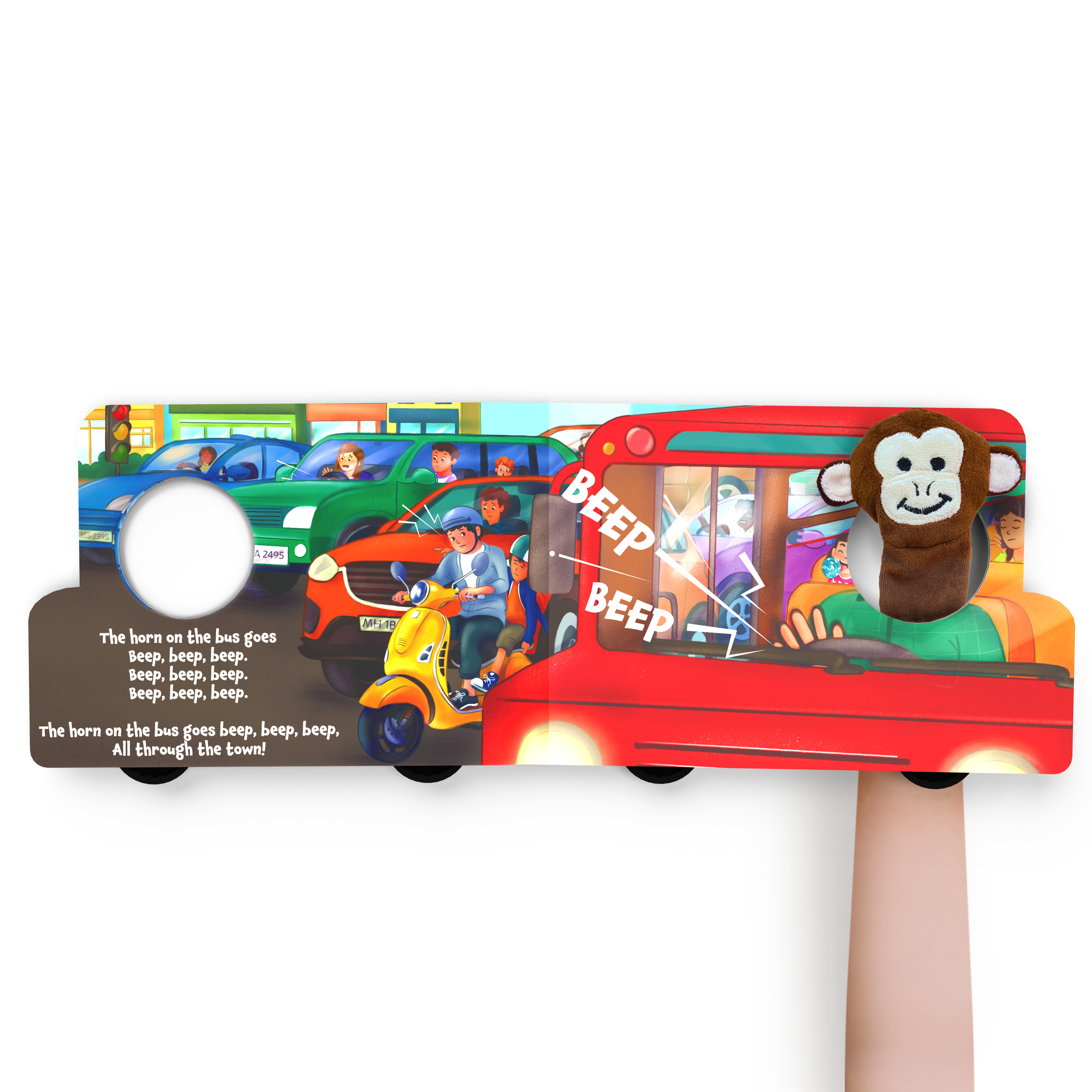 Skillmatics Puppet Book - The Wheels on The Bus, Interactive Finger Puppet for Infants & Toddlers, Early Learning & Sensory Toy, Nursery Rhyme Activity, Gifts for Babies Ages 6 Months to 2 Years