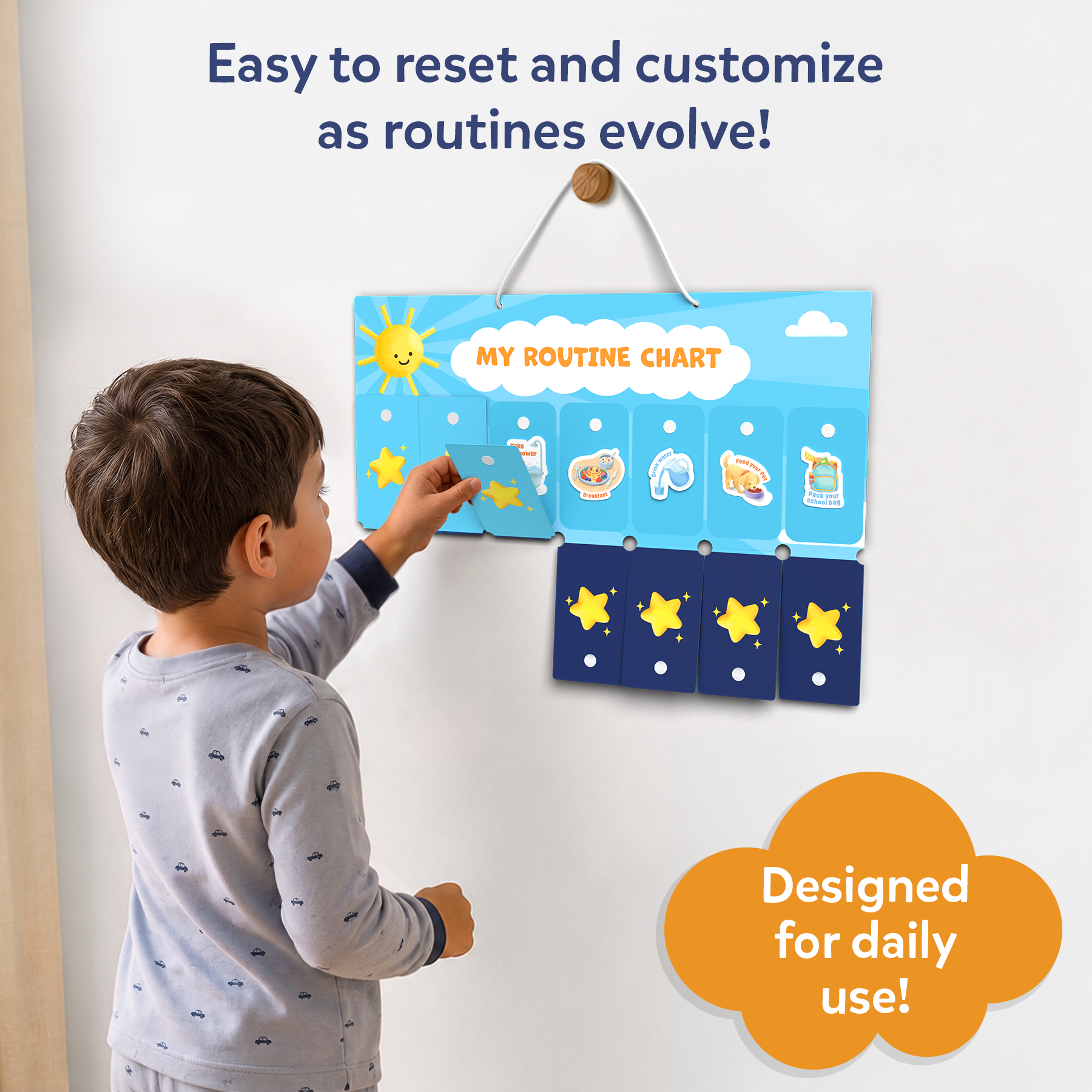 My Daily Routine Chart – Reusable Double-Sided Magnetic Chore Chart & Visual Schedule