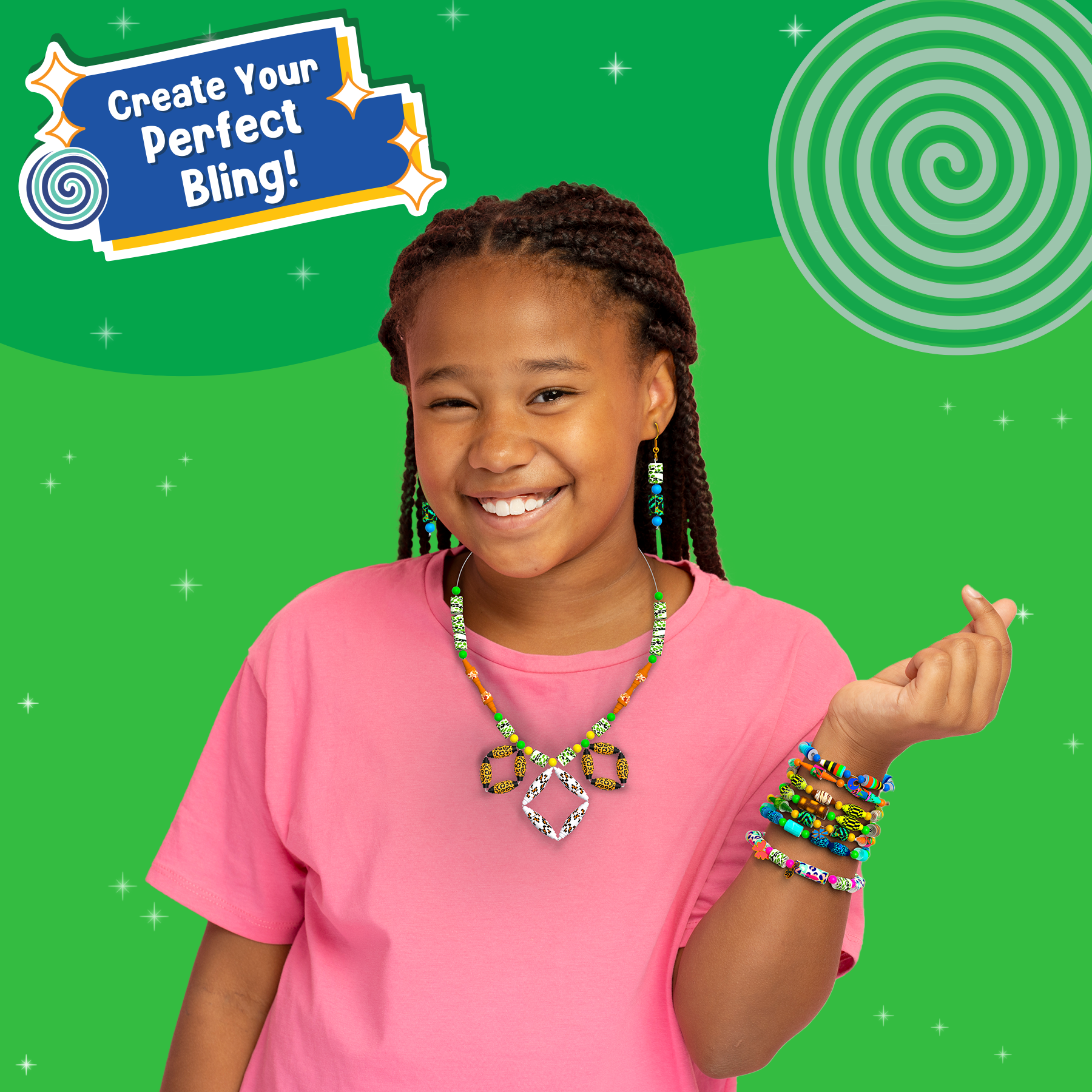 Skillmatics Craft Activity - Roll-Up Beads Jungle Party DIY Kit, 350+ Charms & Beads, Create 40+ Necklaces, Earrings and Bracelets, Gifts for Tweens and Girls, Ages 6, 7, 8, 9, 10, 11, 12, 13