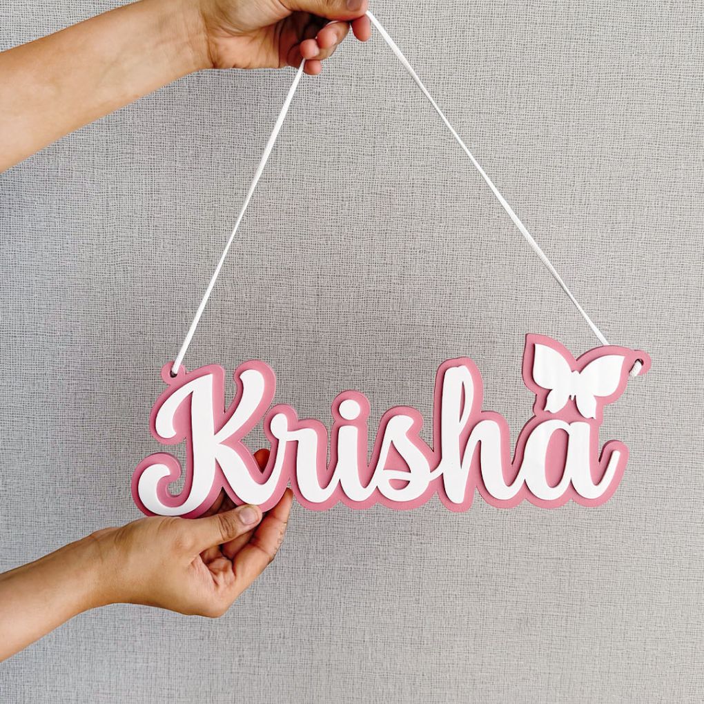 Personalised 3D Acrylic Name Plate (Butterfly/Car)