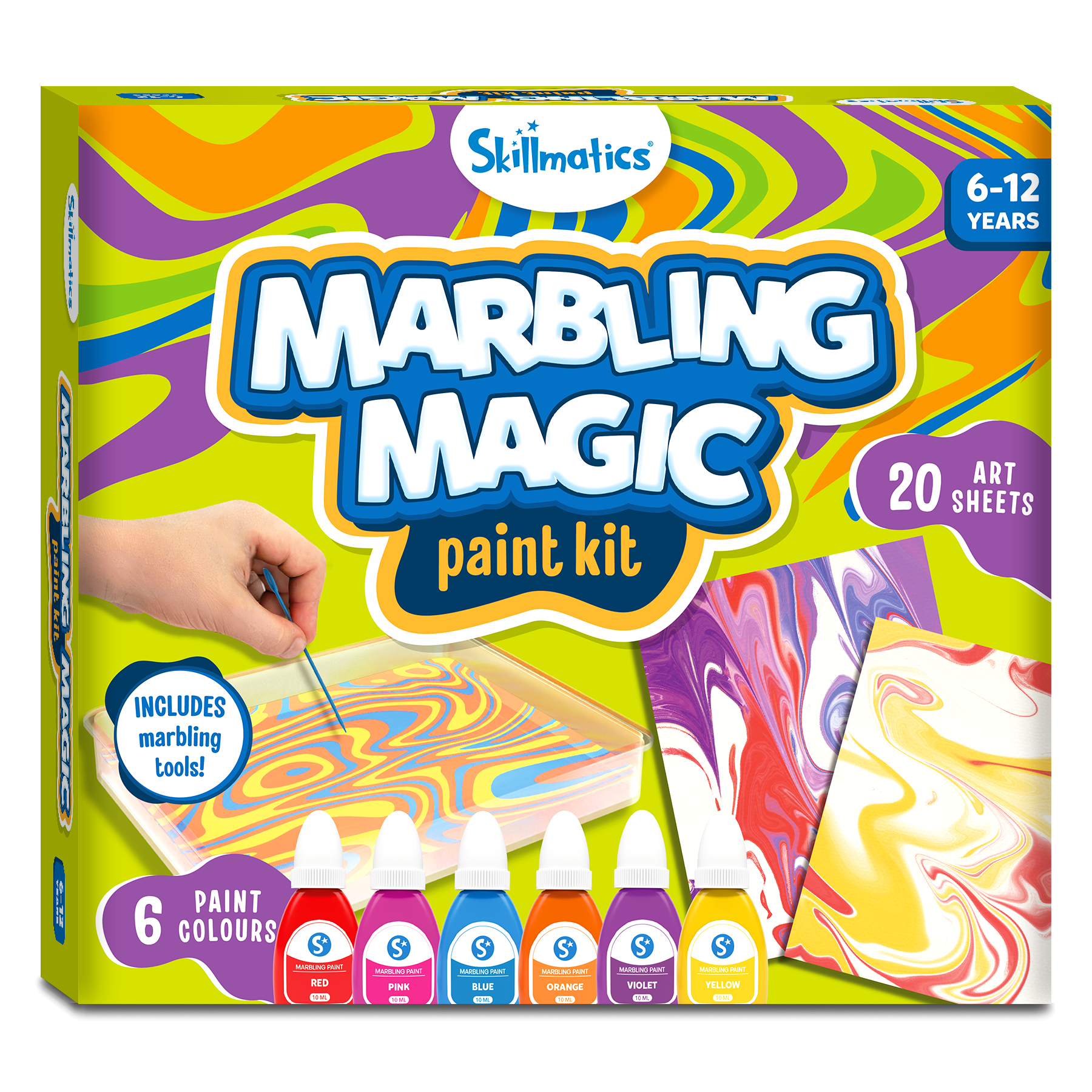 Skillmatics Art & Craft Activity - Marbling Magic Paint Kit, Water Marbling Kit for Kids, Craft Kits & Supplies, DIY Creative Activity, Gifts for Ages 6, 7, 8, 9, 10, 11, 12