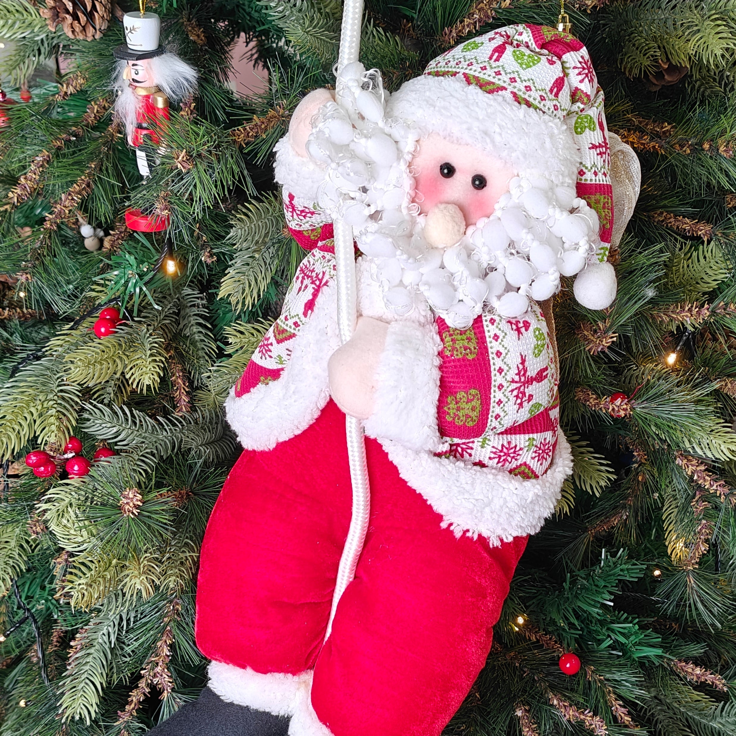 Festive Patchwork Santa on a Tree