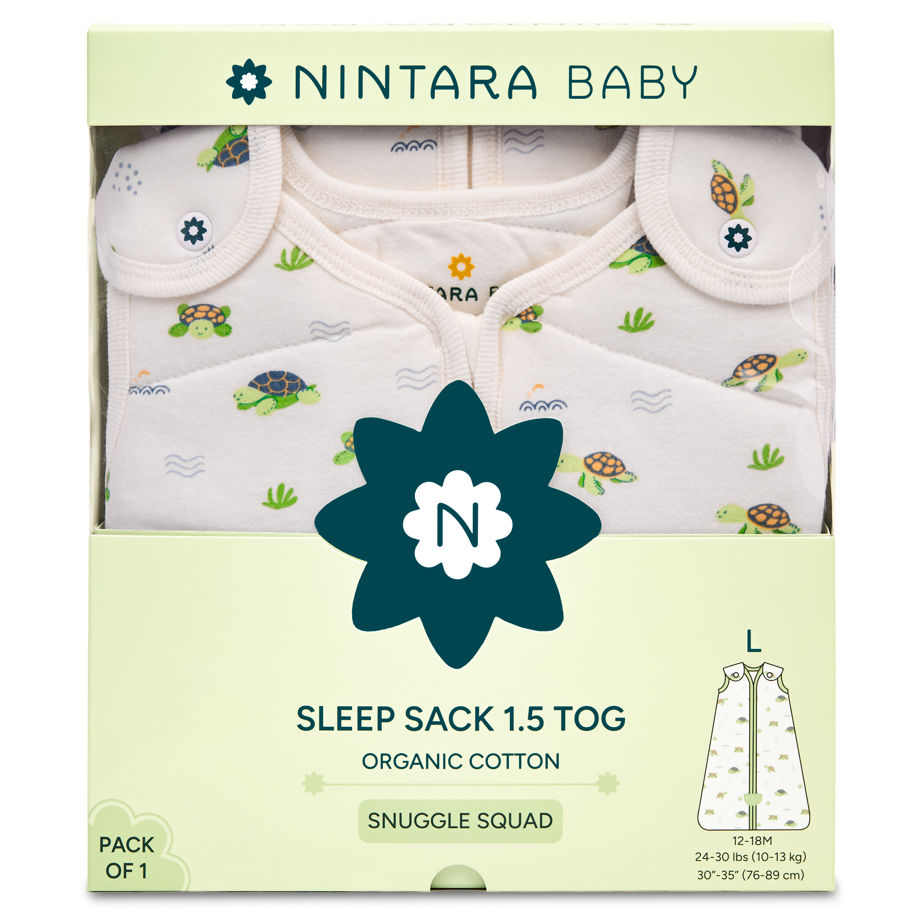 Nintara Baby 1.5 TOG Sleep Sack - Premium Organic Cotton, Soft, Breathable, Wearable Blanket for Newborns, Infants & Toddlers (0-24 Months), Unisex Baby Sleeping Bag, Gifts for Babies