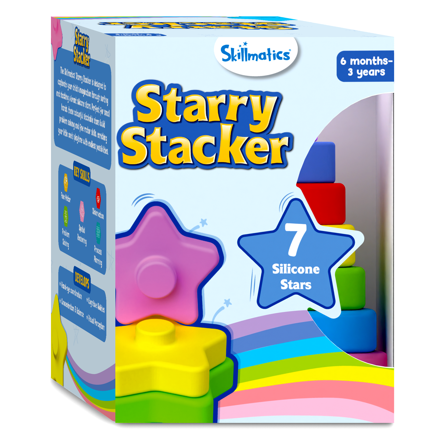 Skillmatics Silicone Stacking Toys - Starry Stacker, Montessori Toys & Games, Activity & Learning Toy for Infants, Toddlers, Kids, Gifts for Ages 6 Months to 3 Years