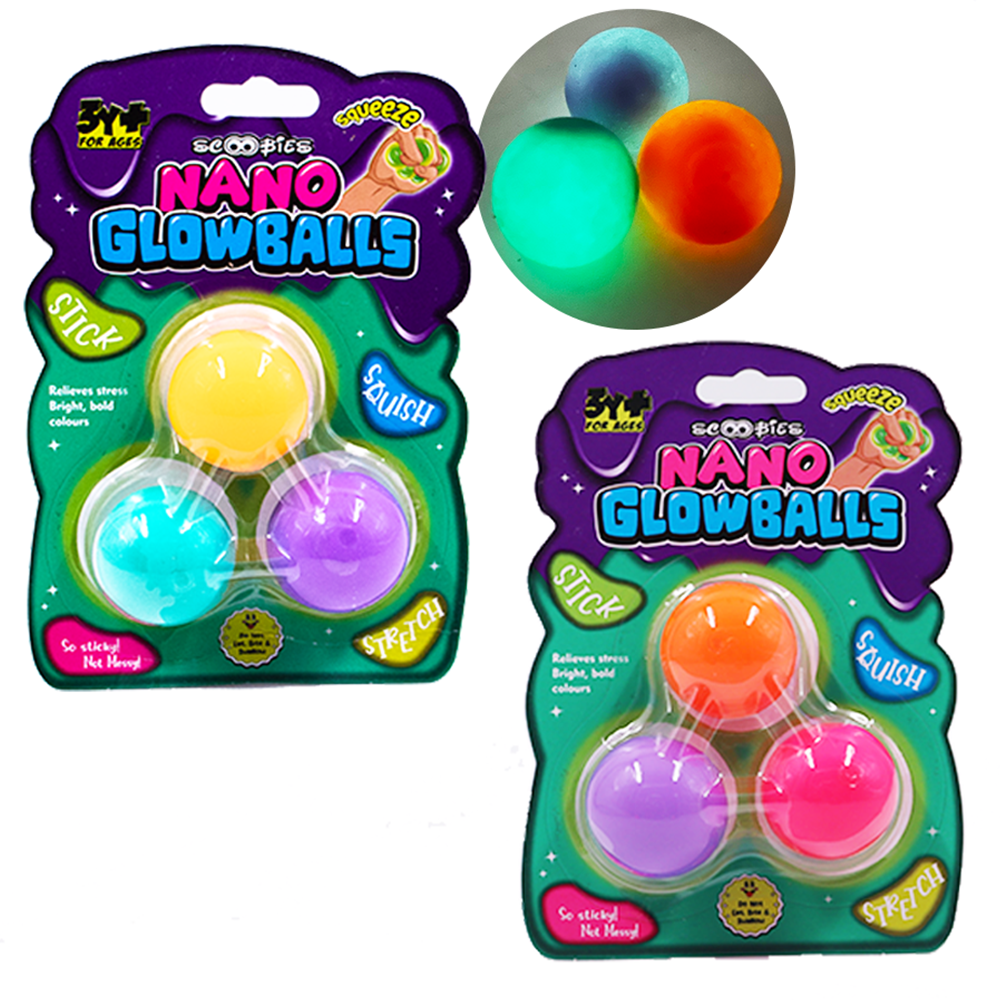 Scoobies Nano Glow Balls – Mini Glow-in-the-Dark Sensory Balls | Soft, Stretchy & Washable | Portable Fidget Toy | Safe for Kids 3+